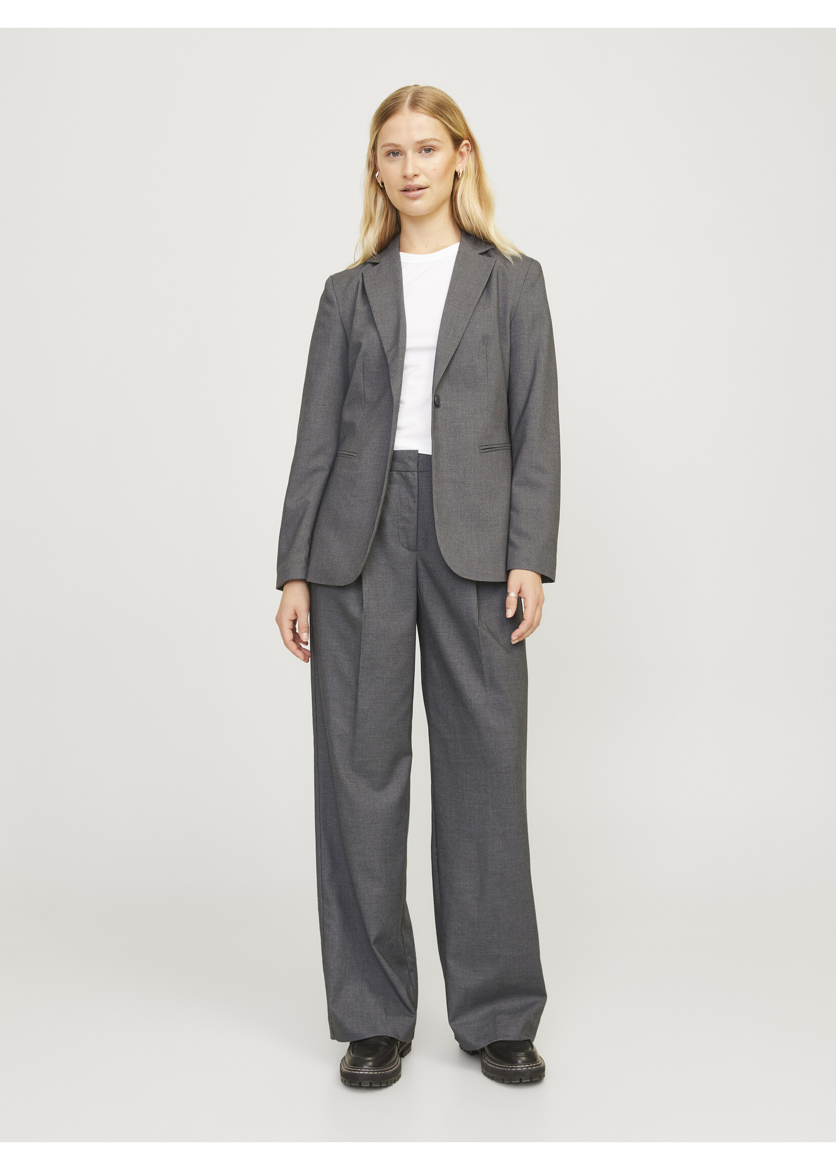 JJXX JXELLIS WIDE HW PANT - DARK GREY MELANGE