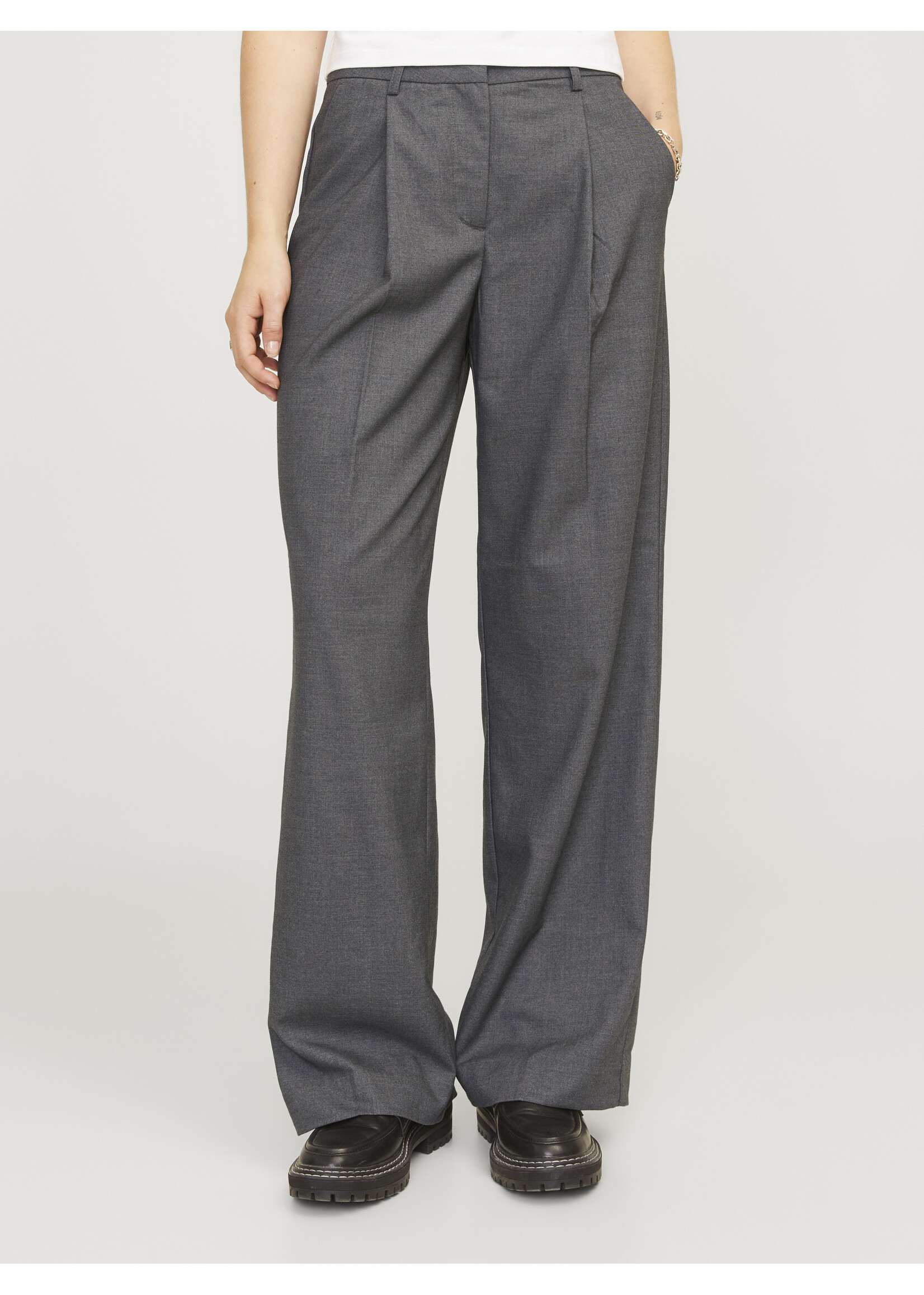 JJXX JXELLIS WIDE HW PANT - DARK GREY MELANGE