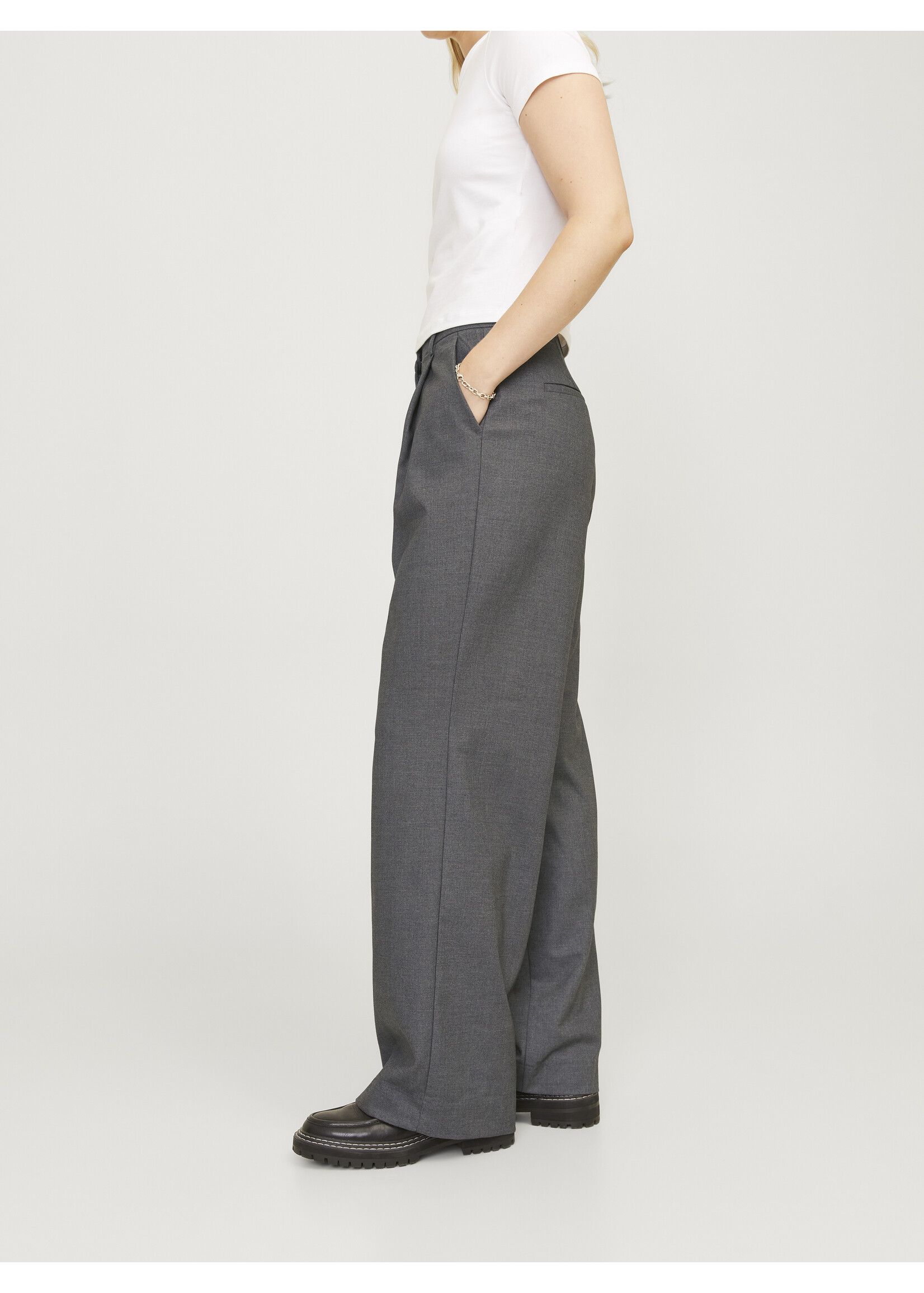 JJXX JXELLIS WIDE HW PANT - DARK GREY MELANGE