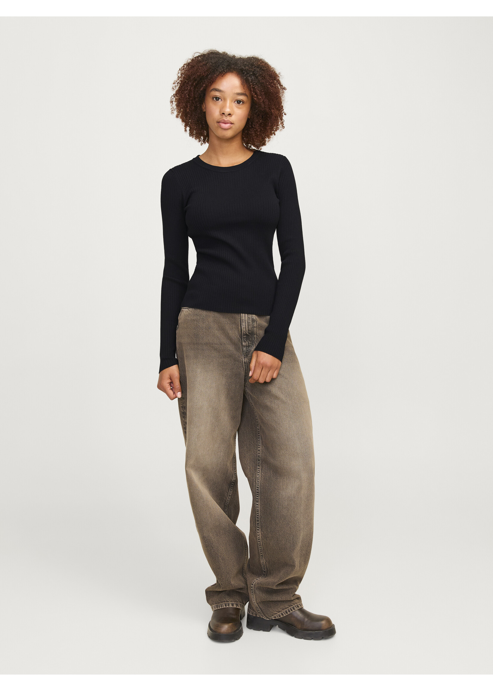 JXJODI TIGHT CREW NECK KNIT - BLACK