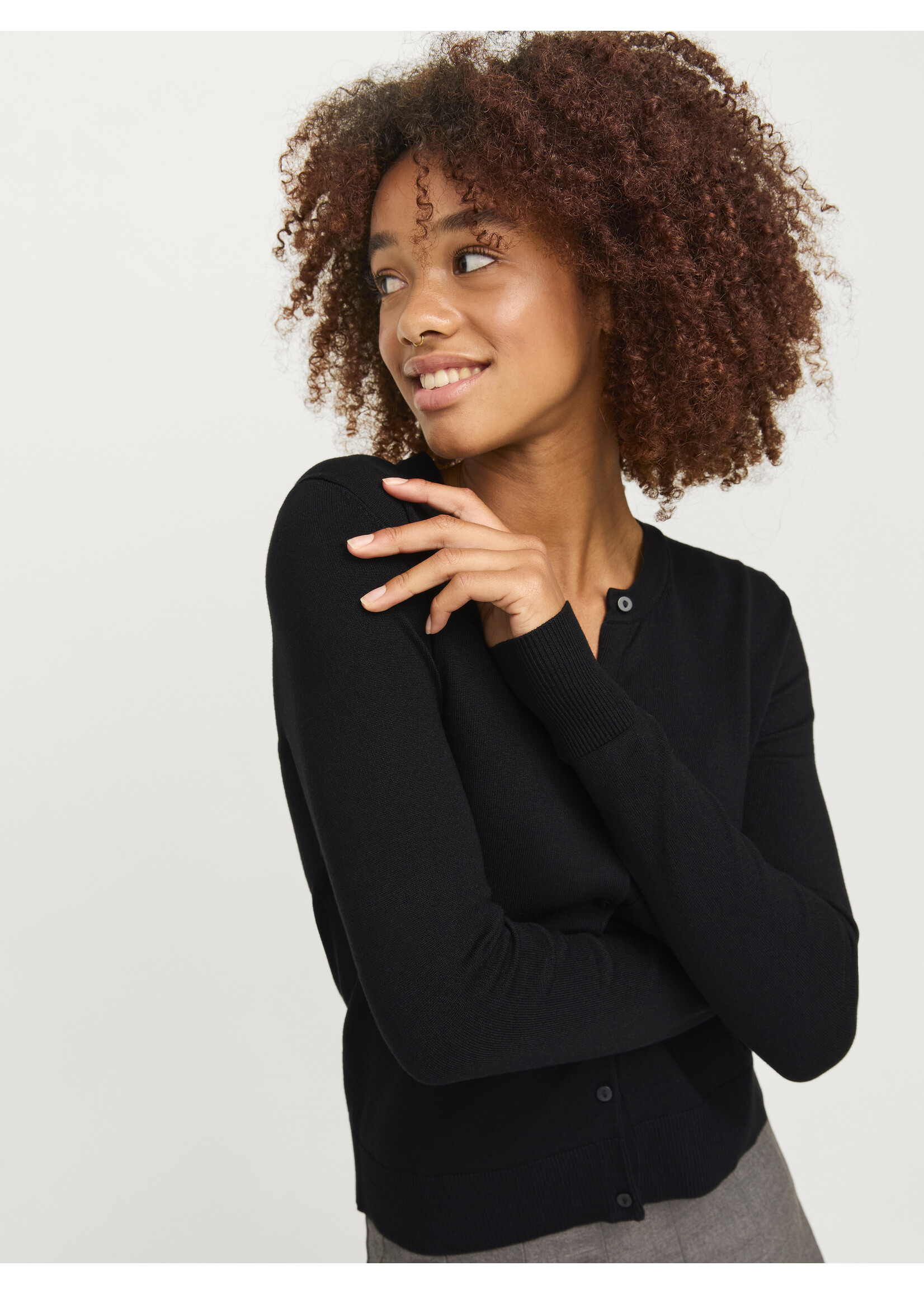 JXOPHELIA COMFY CARDIGAN KNIT - BLACK