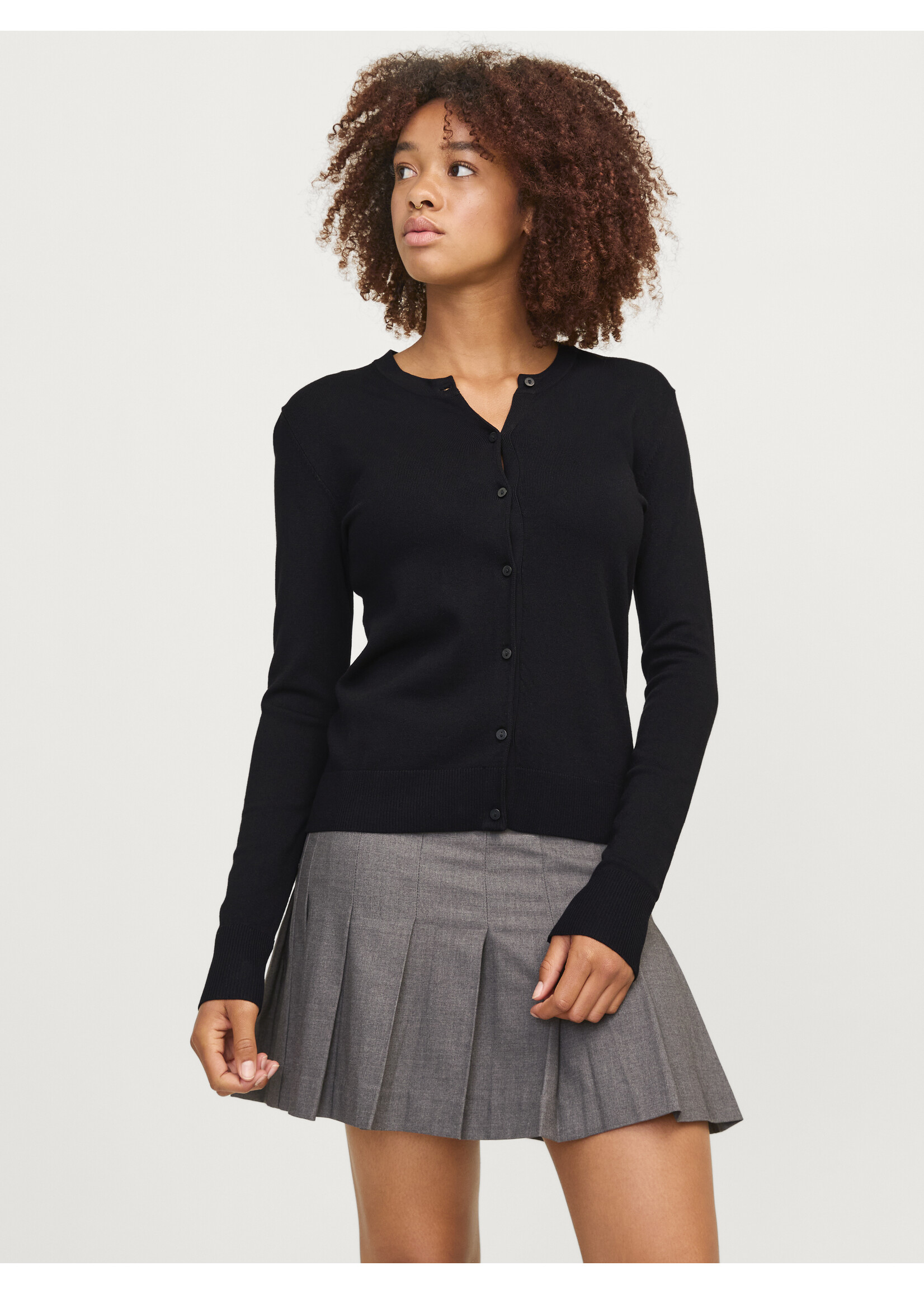 JXOPHELIA COMFY CARDIGAN KNIT - BLACK