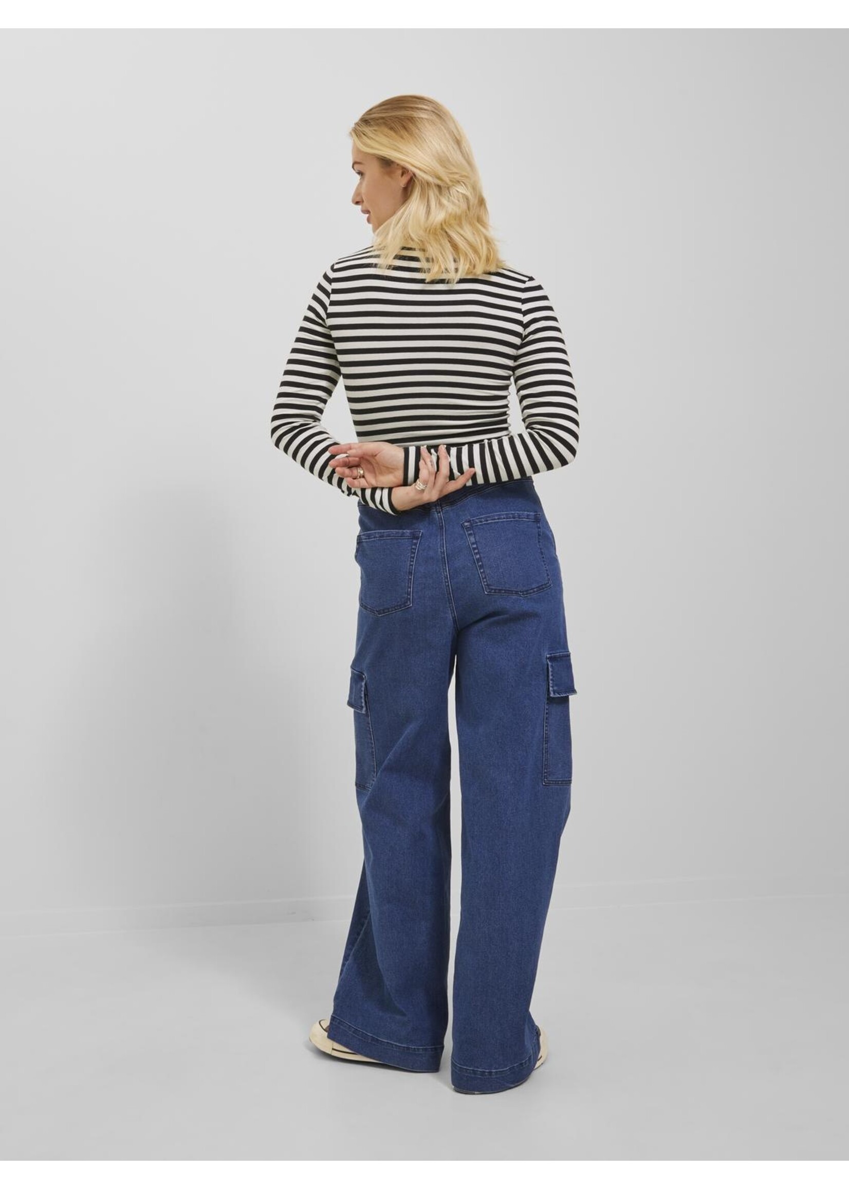 JJXX JXCELINE GIGI LS SOLID STRIPE TEE - BL&WH