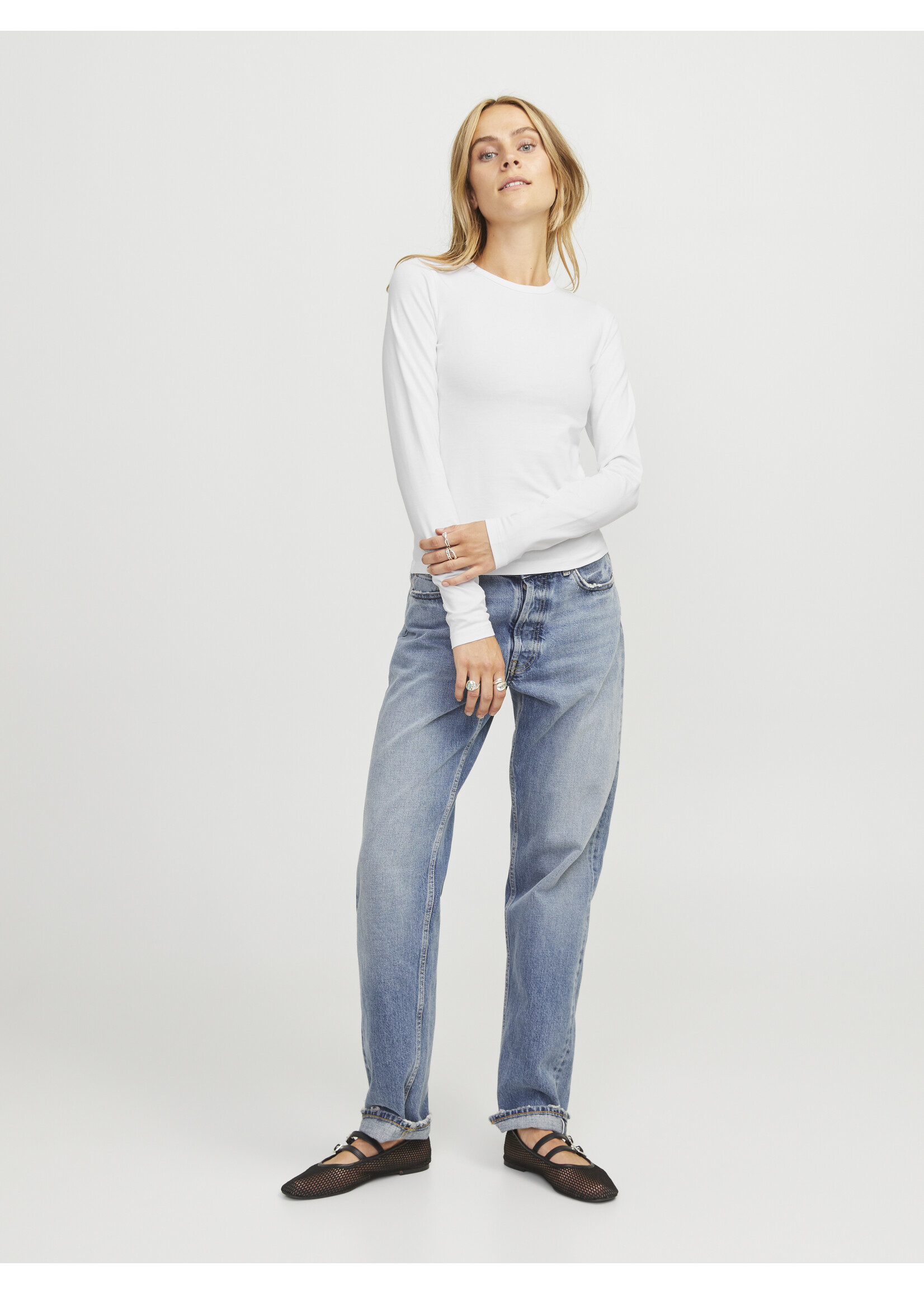 JXCELINE GIGI LS SOLID TEE -WHITE