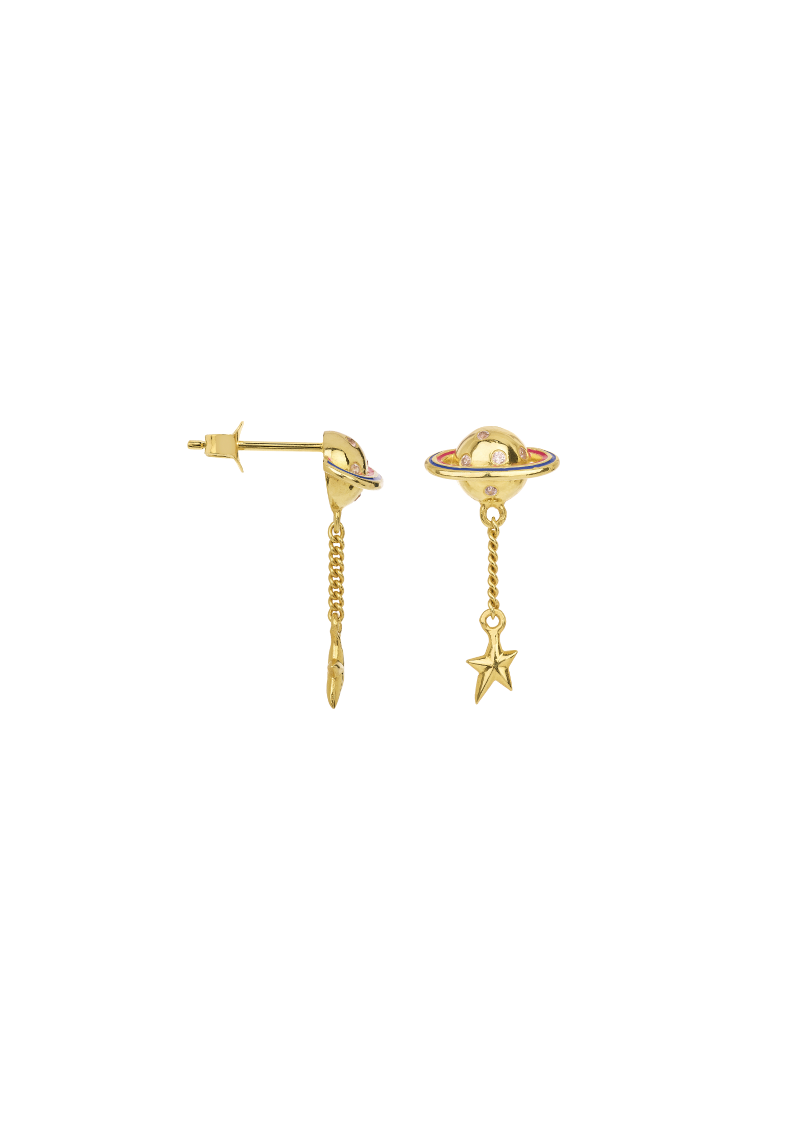 anna+nina Single Saturn Stud - Gold Plated