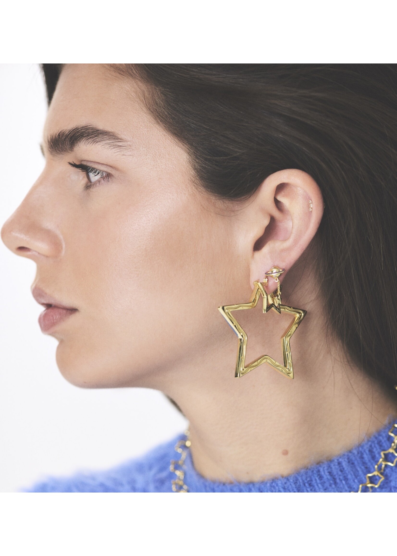 anna+nina Single Saturn Stud - Gold Plated