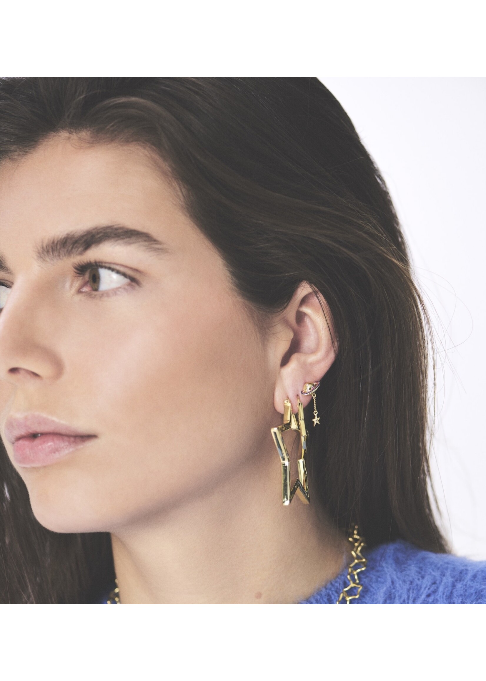 anna+nina Single Saturn Stud - Gold Plated