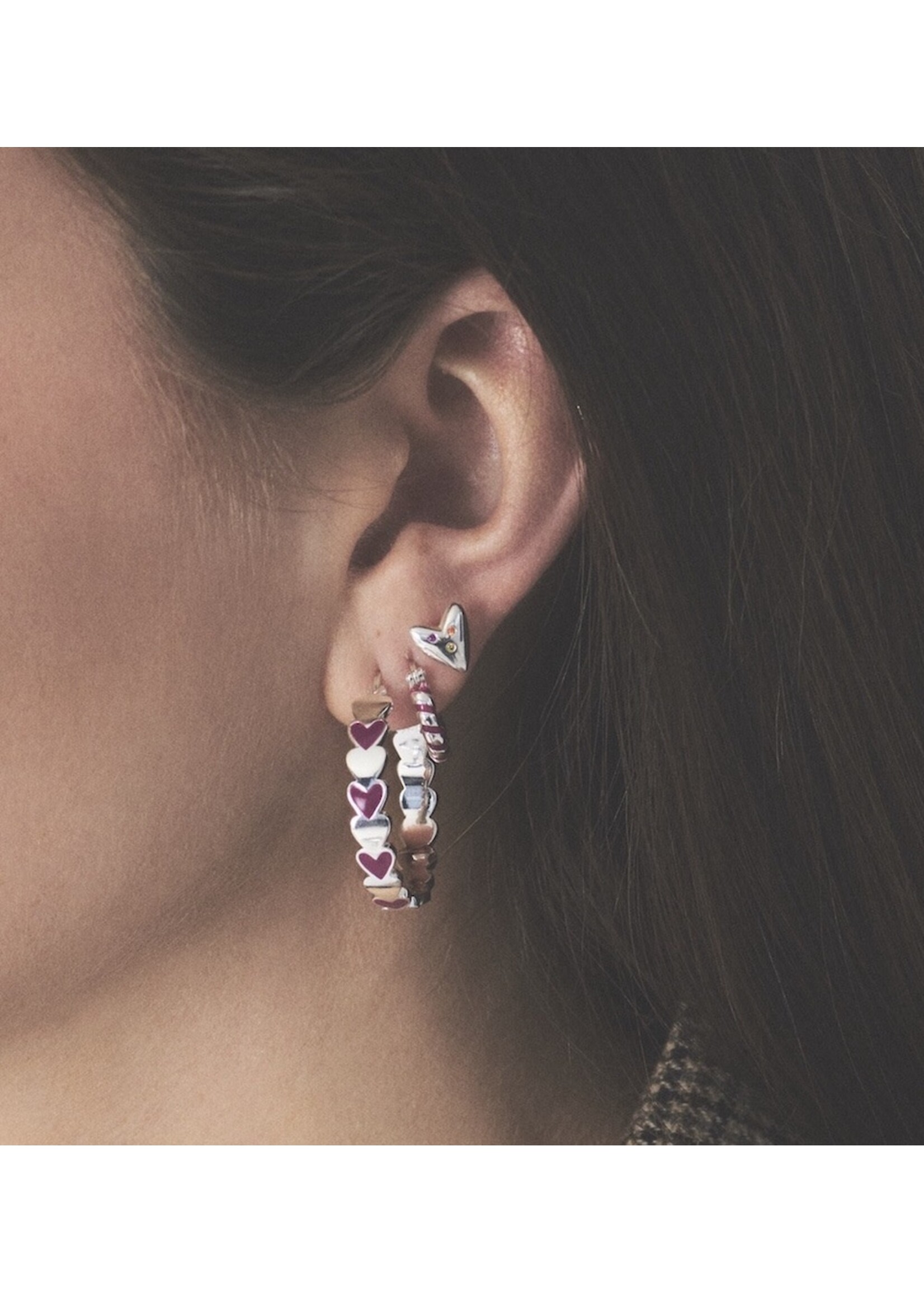 anna+nina Single Karma Stud - Silver