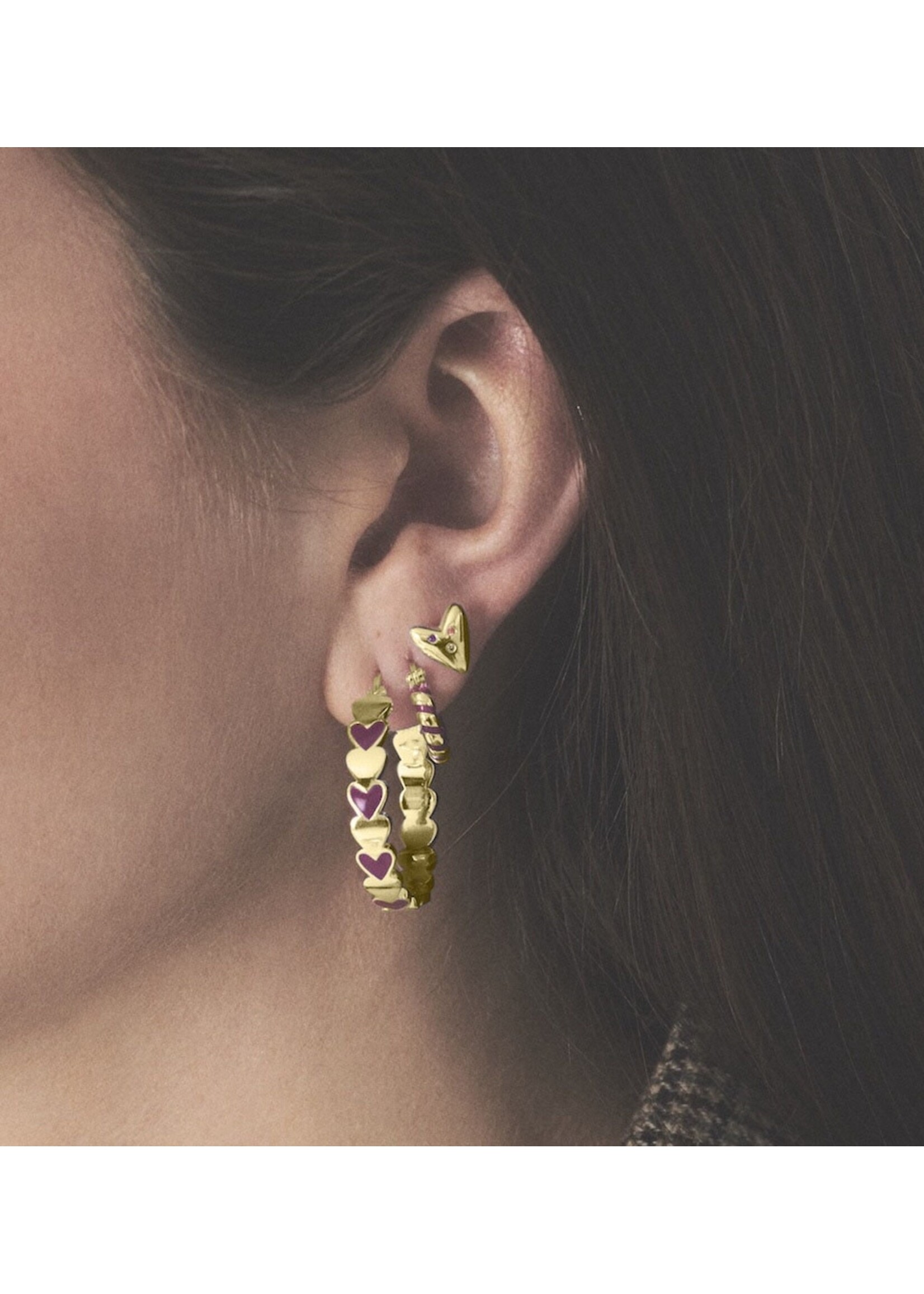 anna+nina Single Karma Stud - Gold Plated