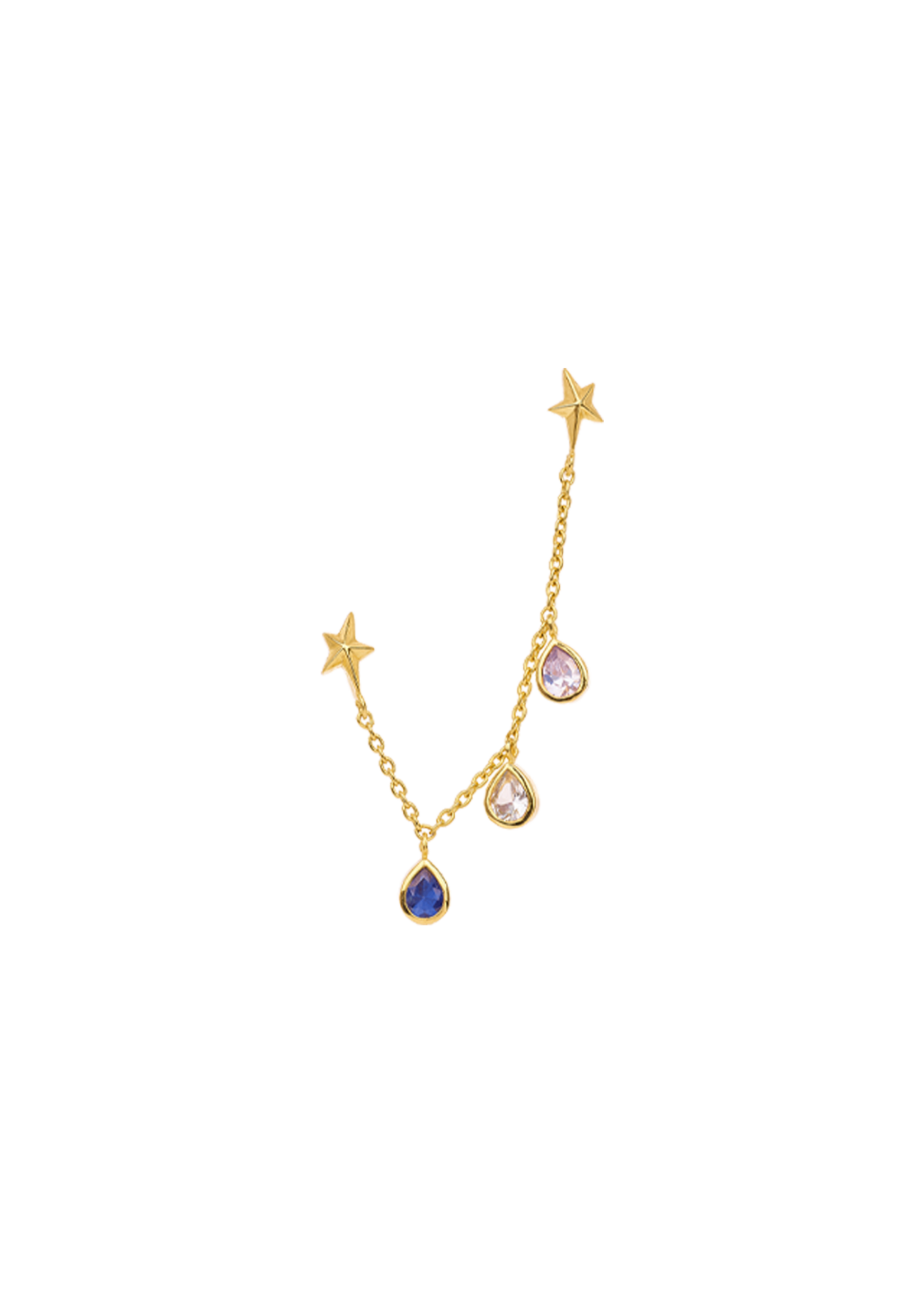 anna+nina Single Star Chain Stud - Gold Plated