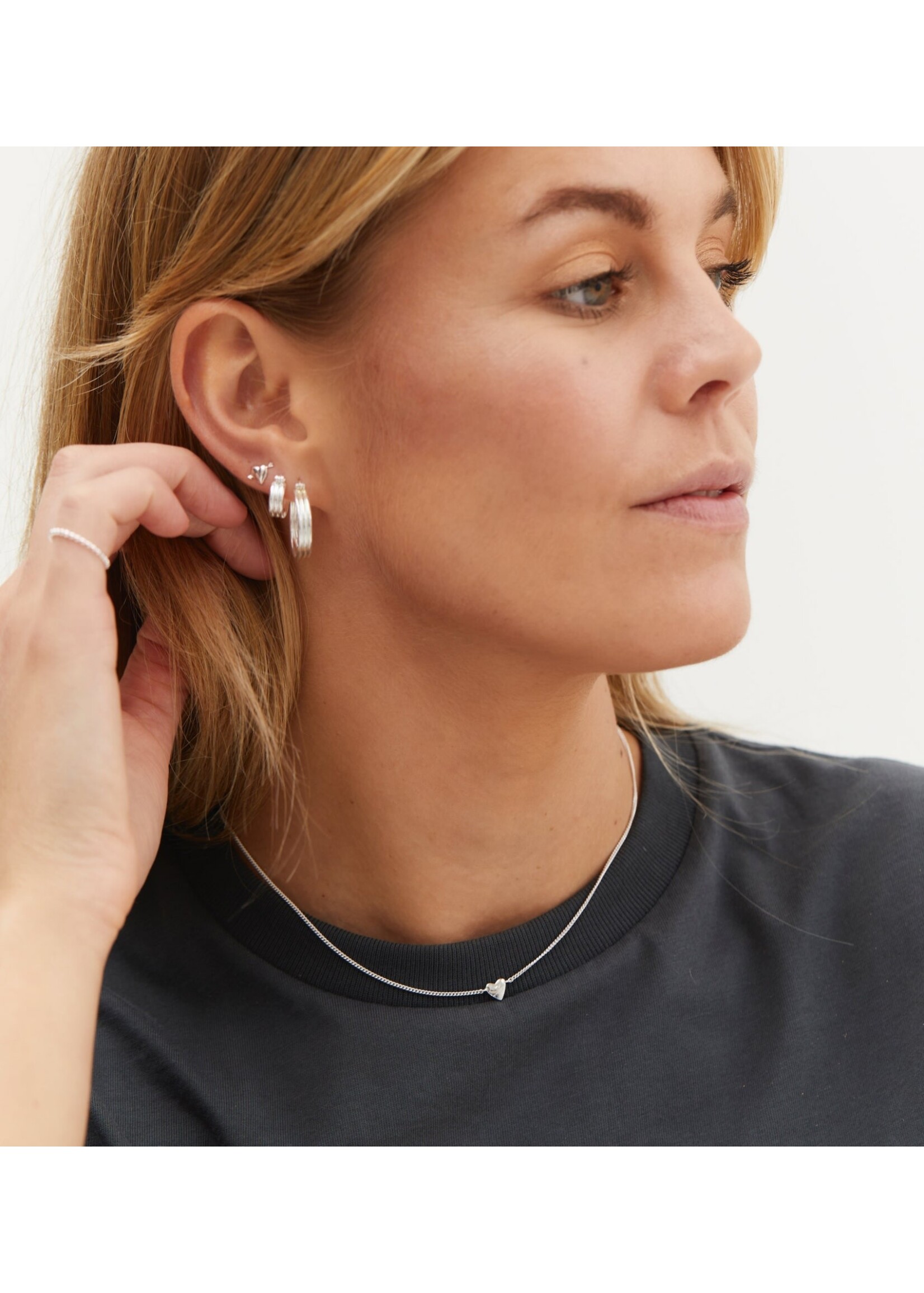 anna+nina Single Heart Stud Earring - Silver