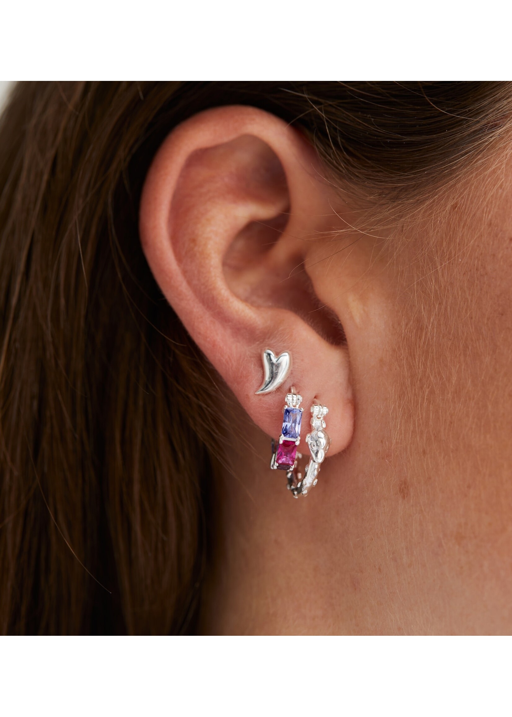 anna+nina Single Groovy Heart Stud Earring - Silver
