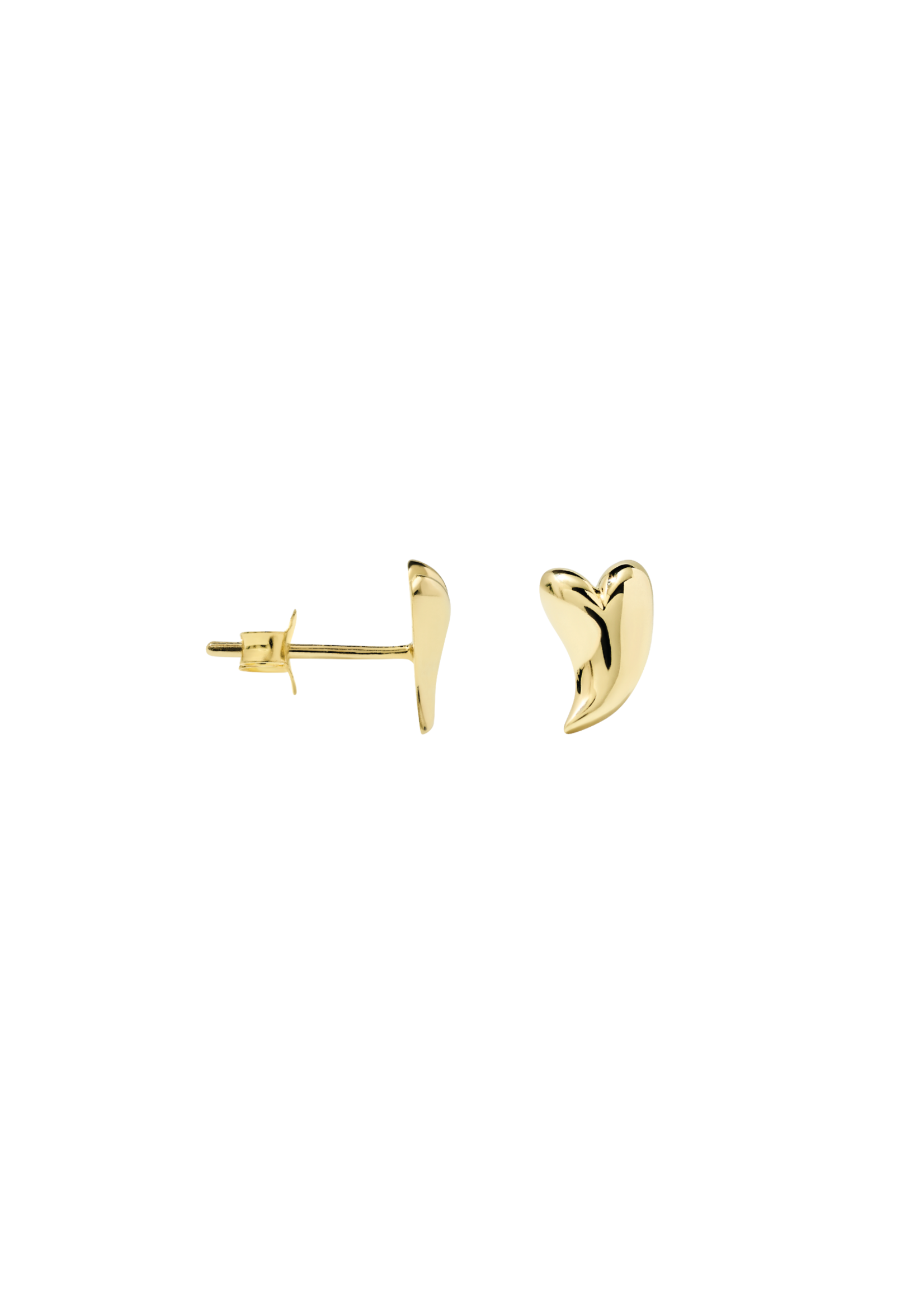 anna+nina Single Groovy Heart Stud Earring - Gold Plated