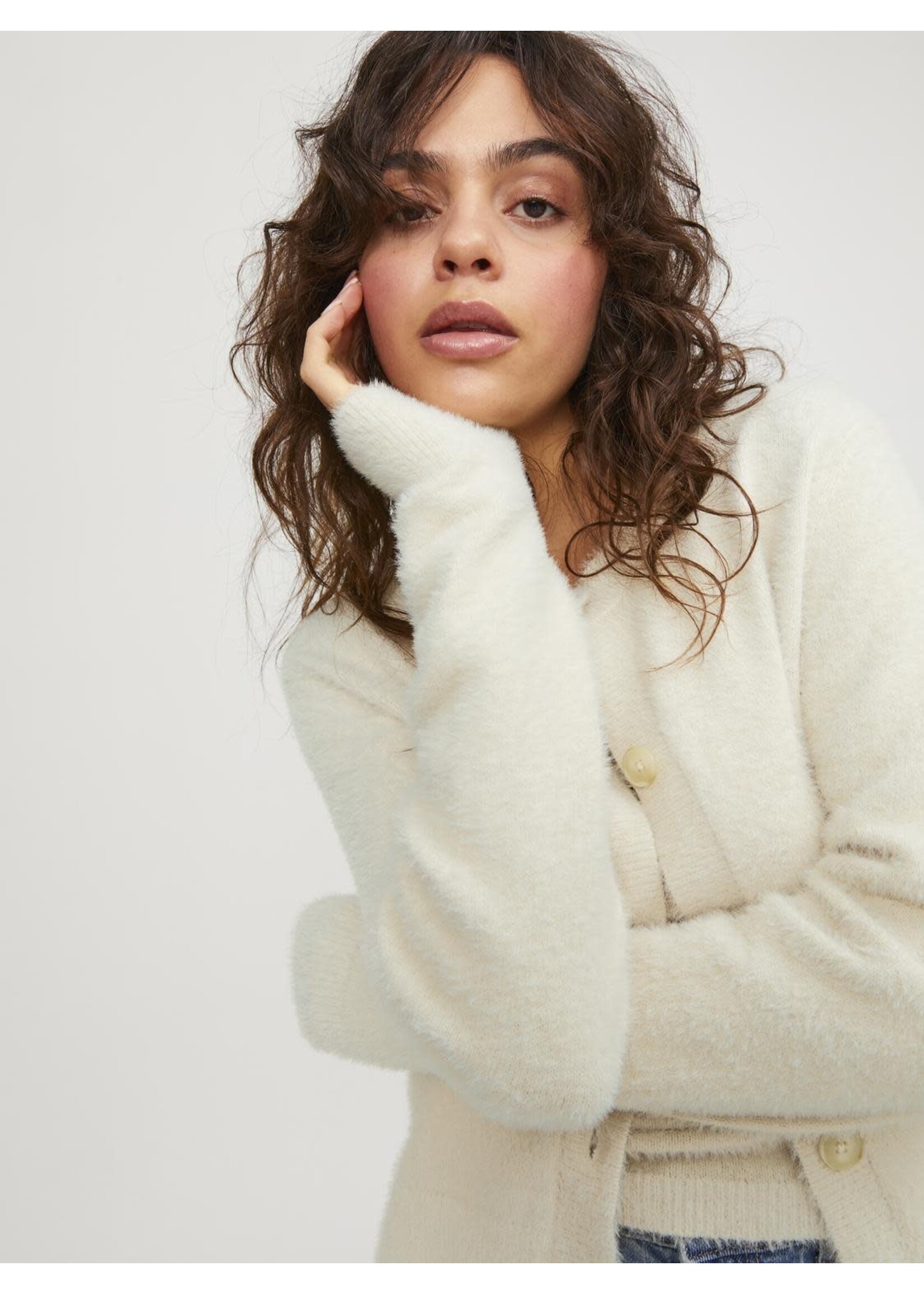 JXOLIVIA CARDIGAN KNIT - FEATHER GRAY
