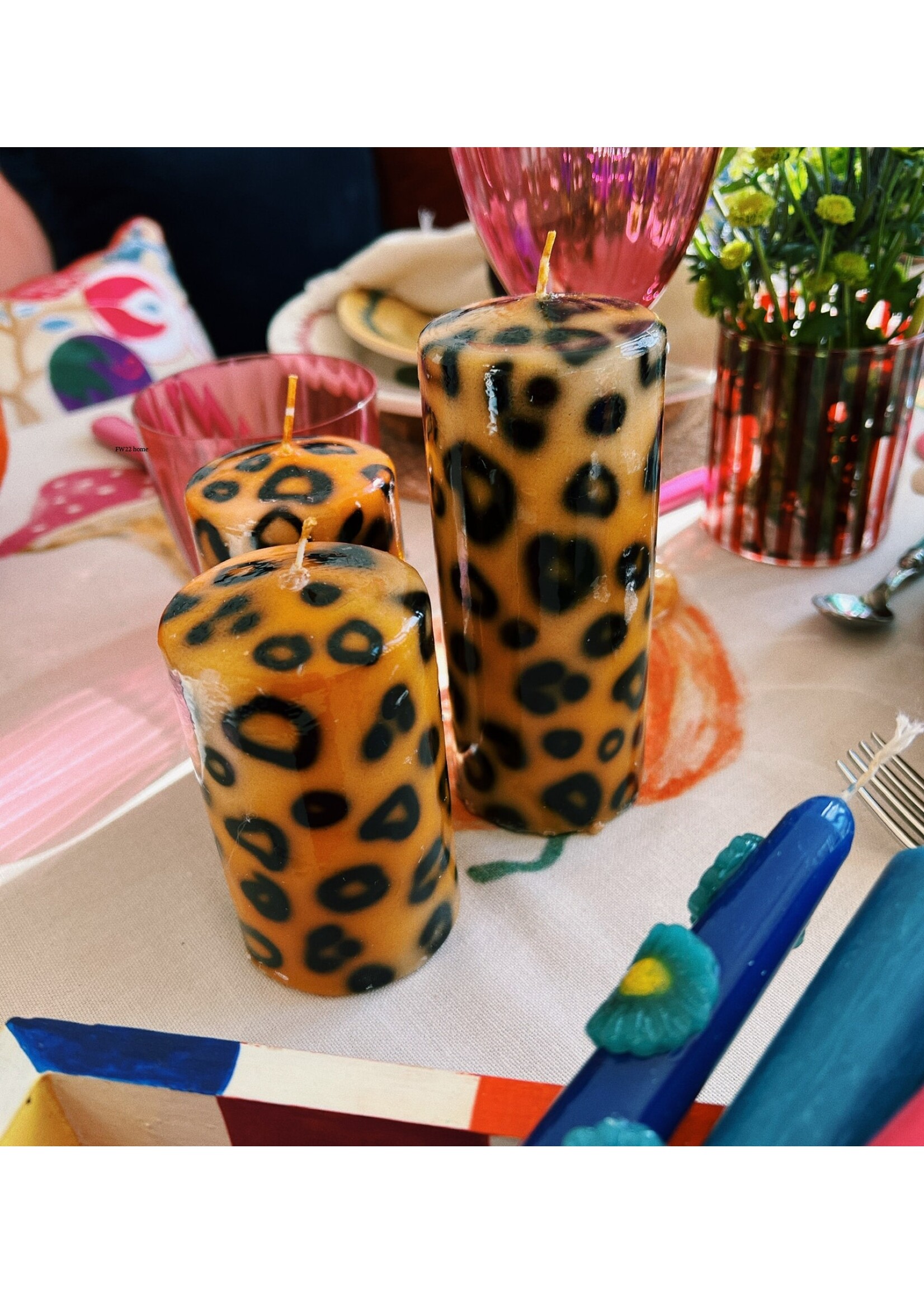 anna+nina Short Leopard Print Blunt Candle - Brown