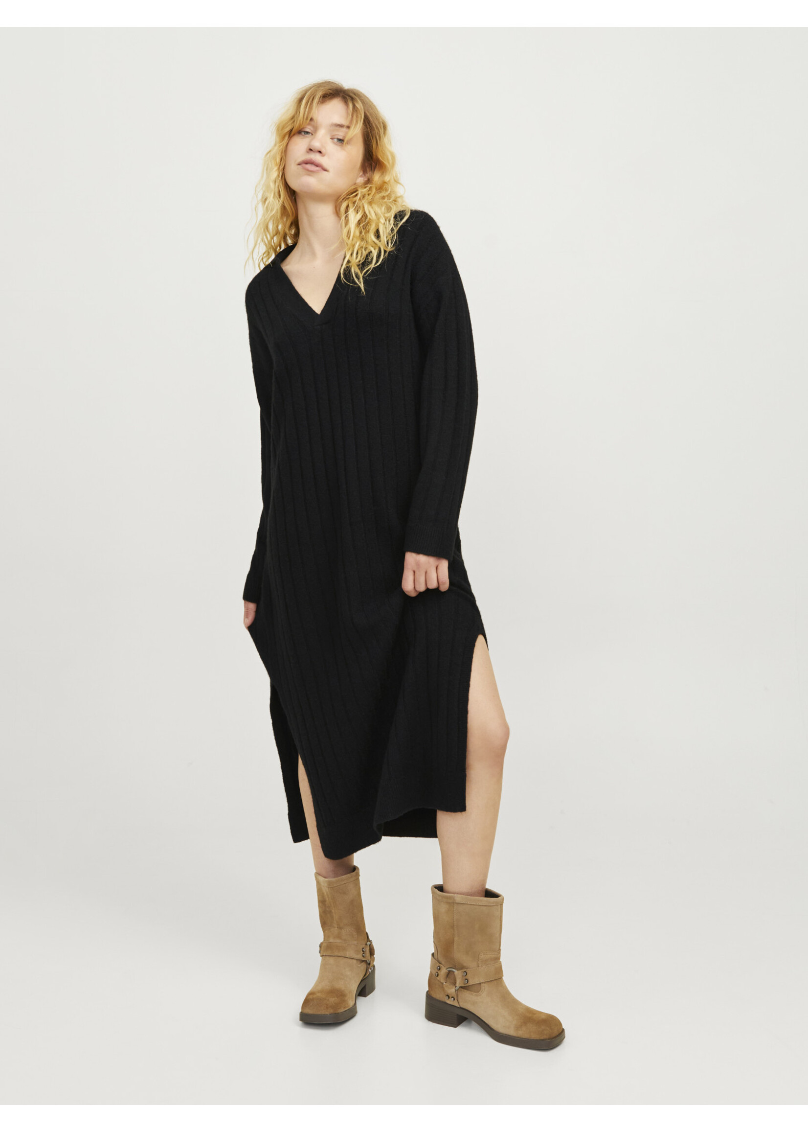 JJXX JXOZZY DIVERSE POLO NECK DRESS - BLACK