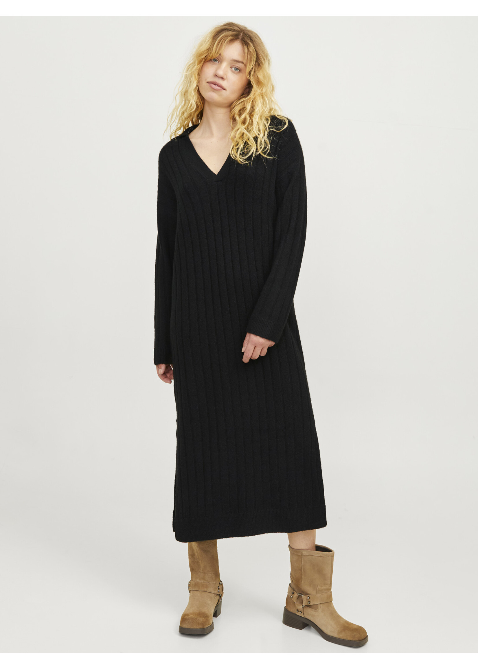 JJXX JXOZZY DIVERSE POLO NECK DRESS - BLACK