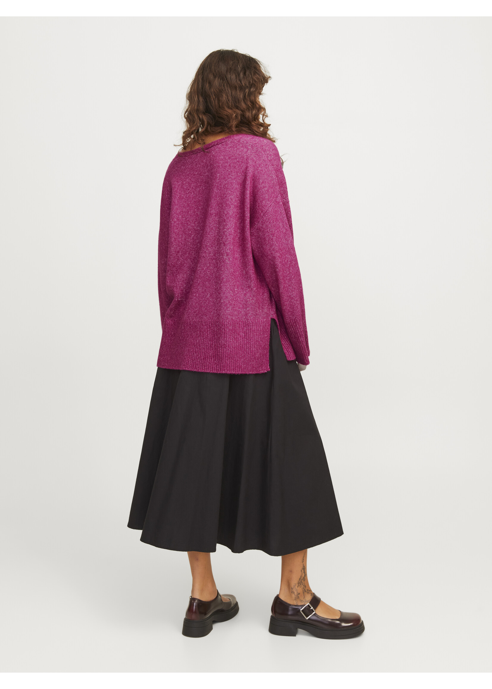 JJXX JXLUCCA V-NECK KNIT - FUCHSIA RED