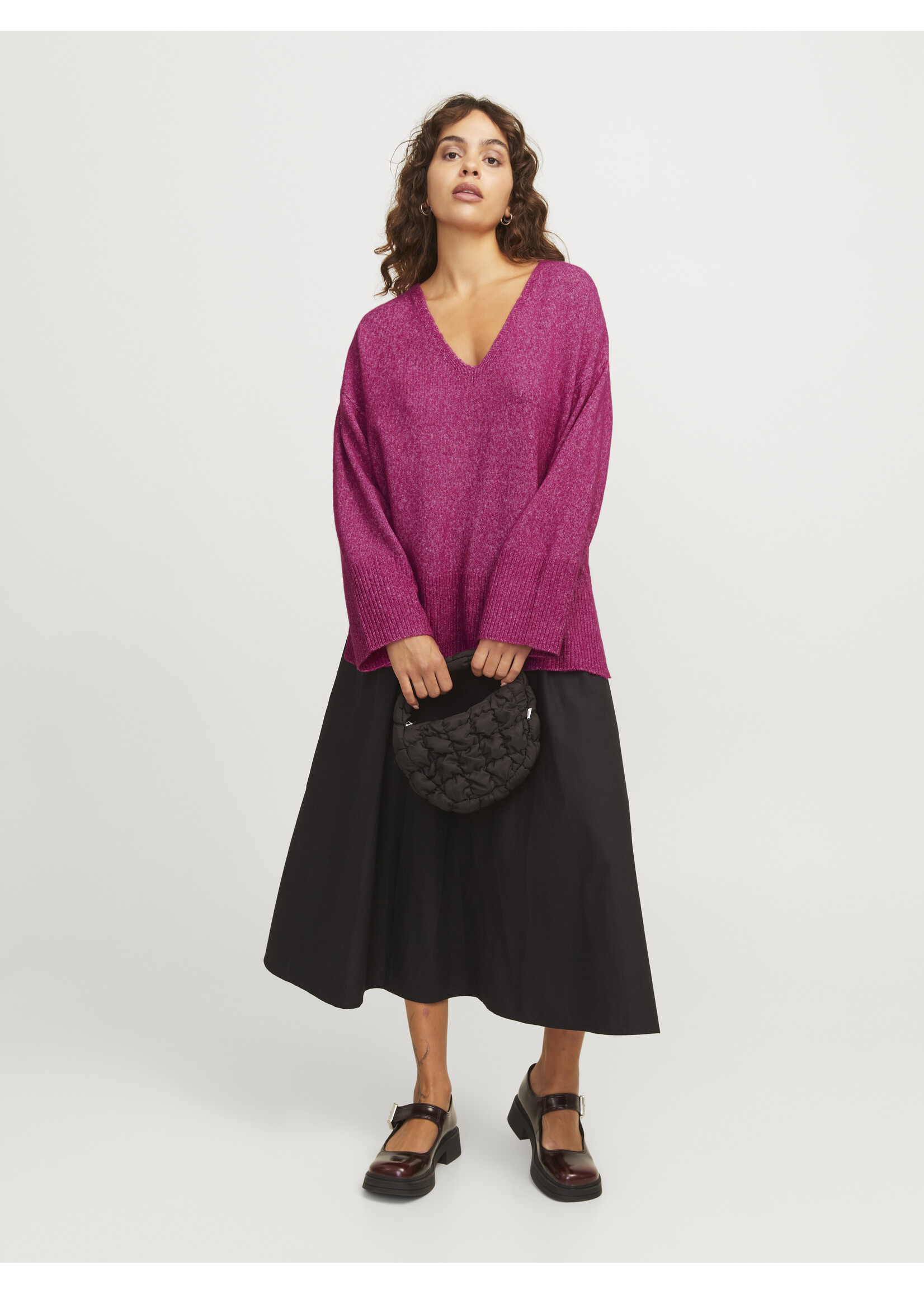JJXX JXLUCCA V-NECK KNIT - FUCHSIA RED