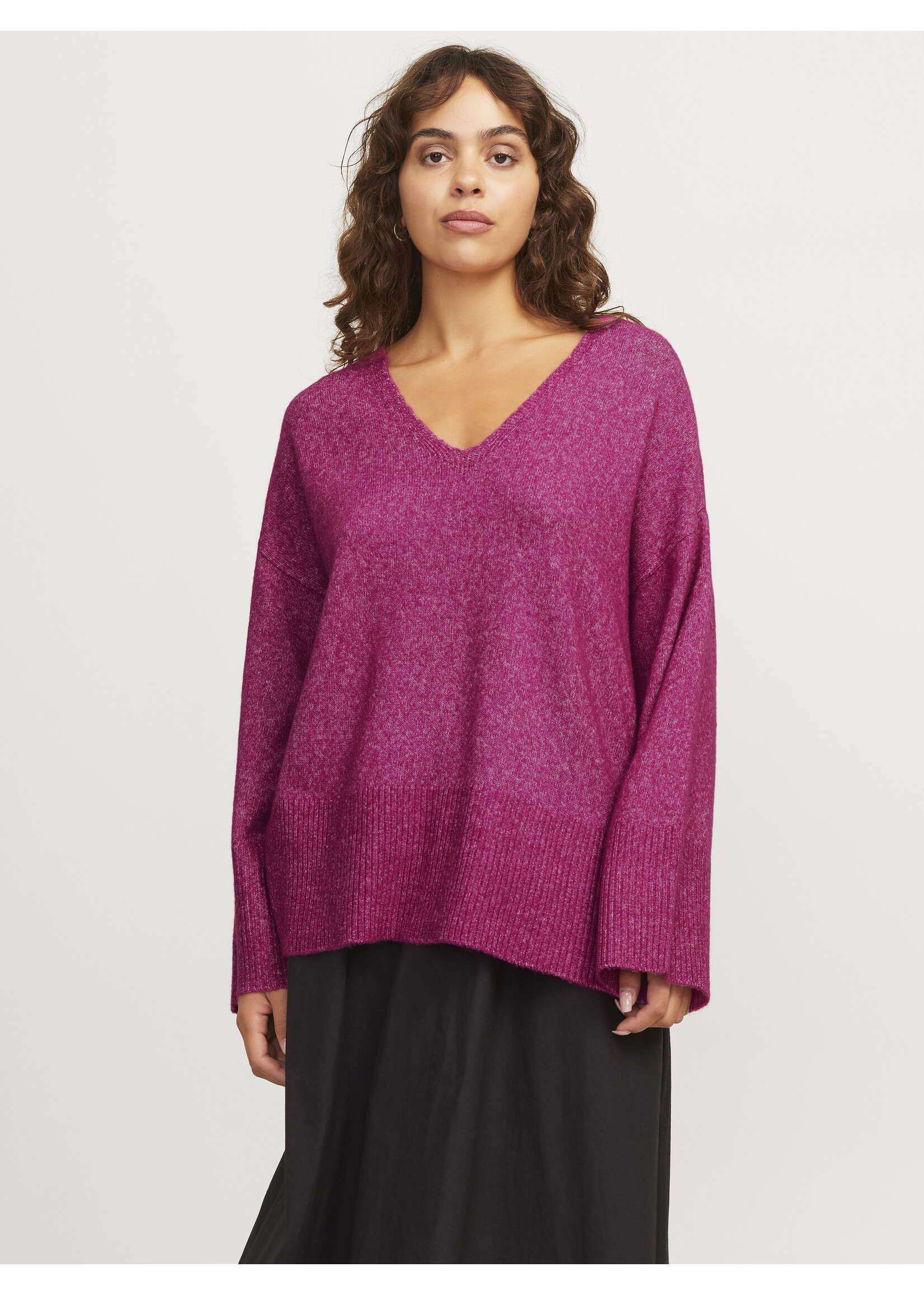JJXX JXLUCCA V-NECK KNIT - FUCHSIA RED