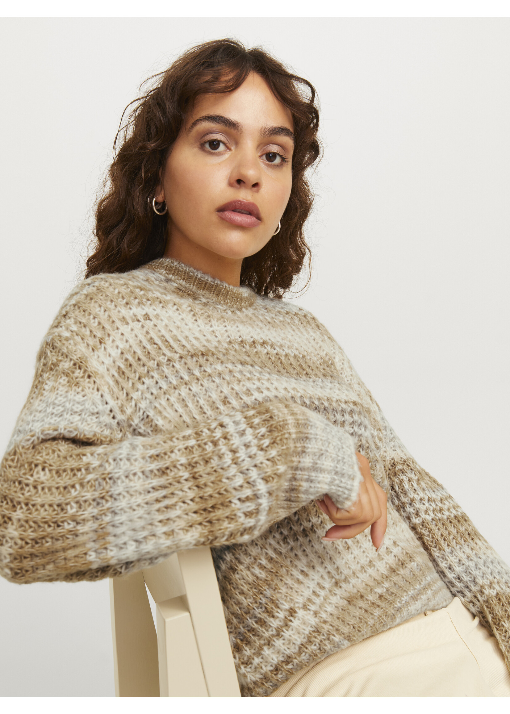 JJXX JXSIMONE SPACE DYE CREW NECK KNIT - KELP