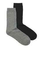JXLULU RIB SOCKS 2-PACK - BLACK X MEDIUM GREY MELANGE