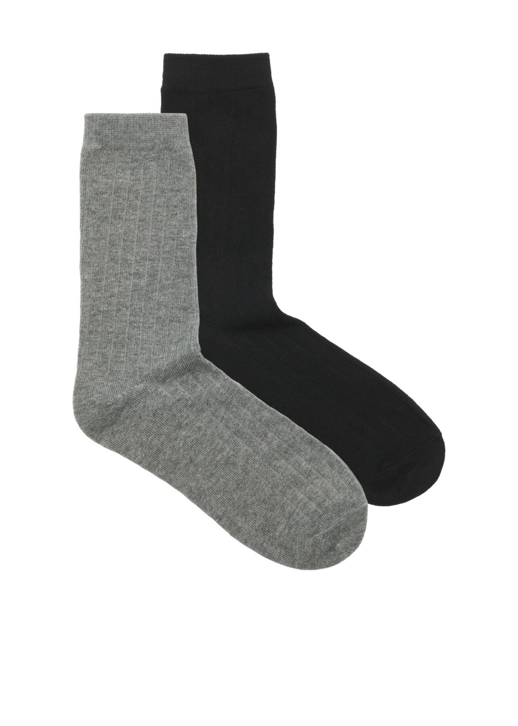 JXLULU RIB SOCKS 2-PACK - BLACK X MEDIUM GREY MELANGE