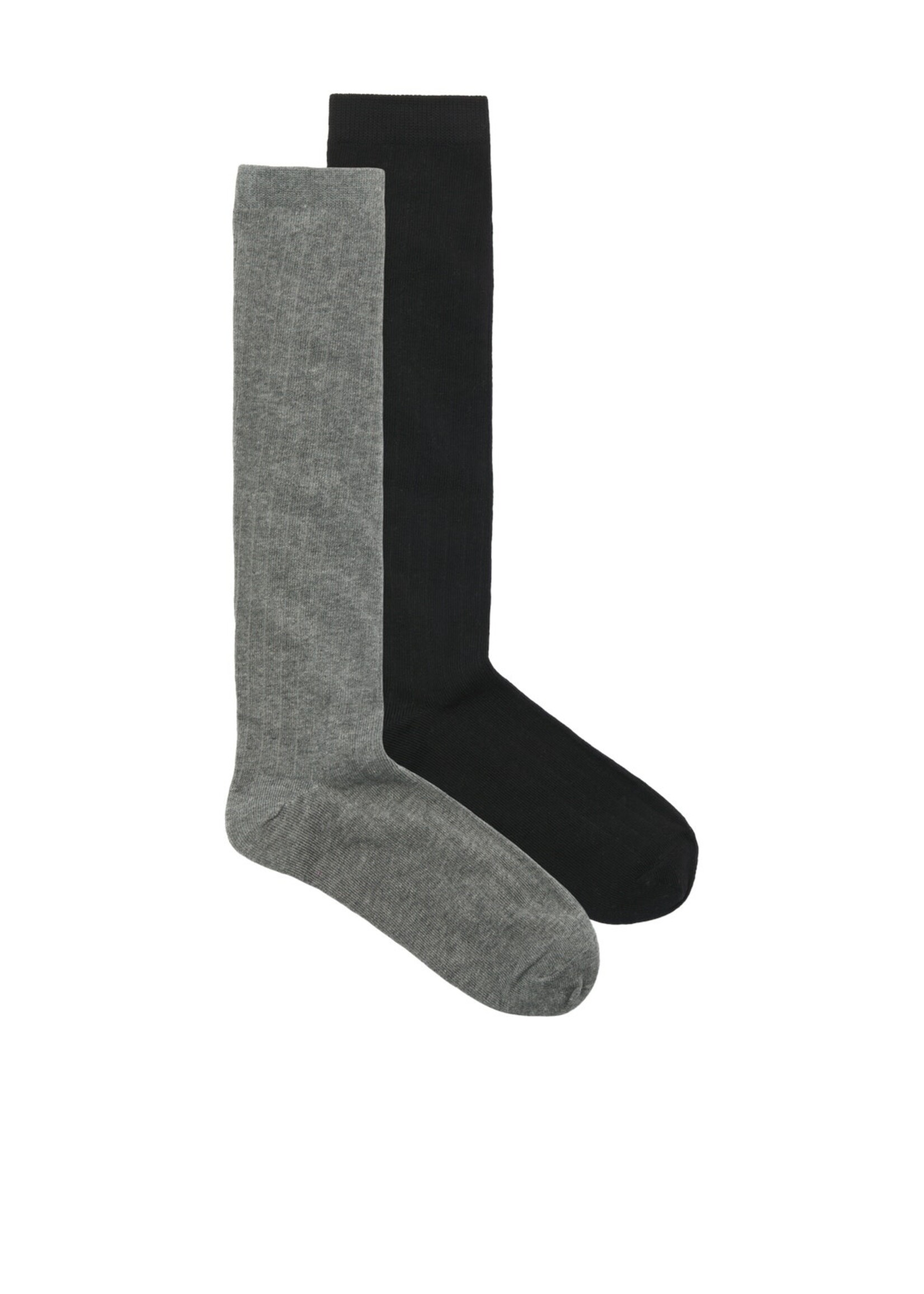 JXLULU KNIE RIB SOCKS 2- PACK - BLACK X MEDIUM GREY MELANGE