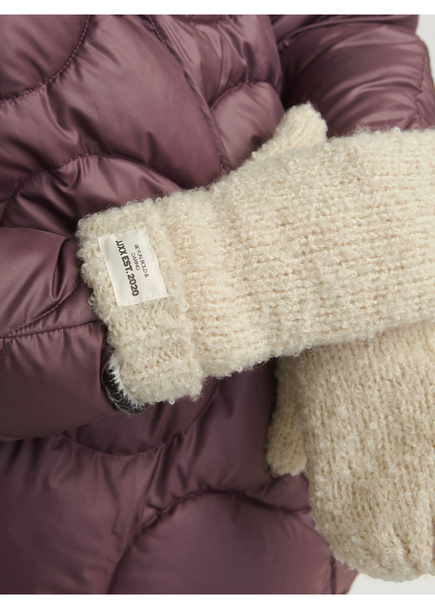 JJXX JXMARLEE BOUCLE MITTENS - VANILLA ICE