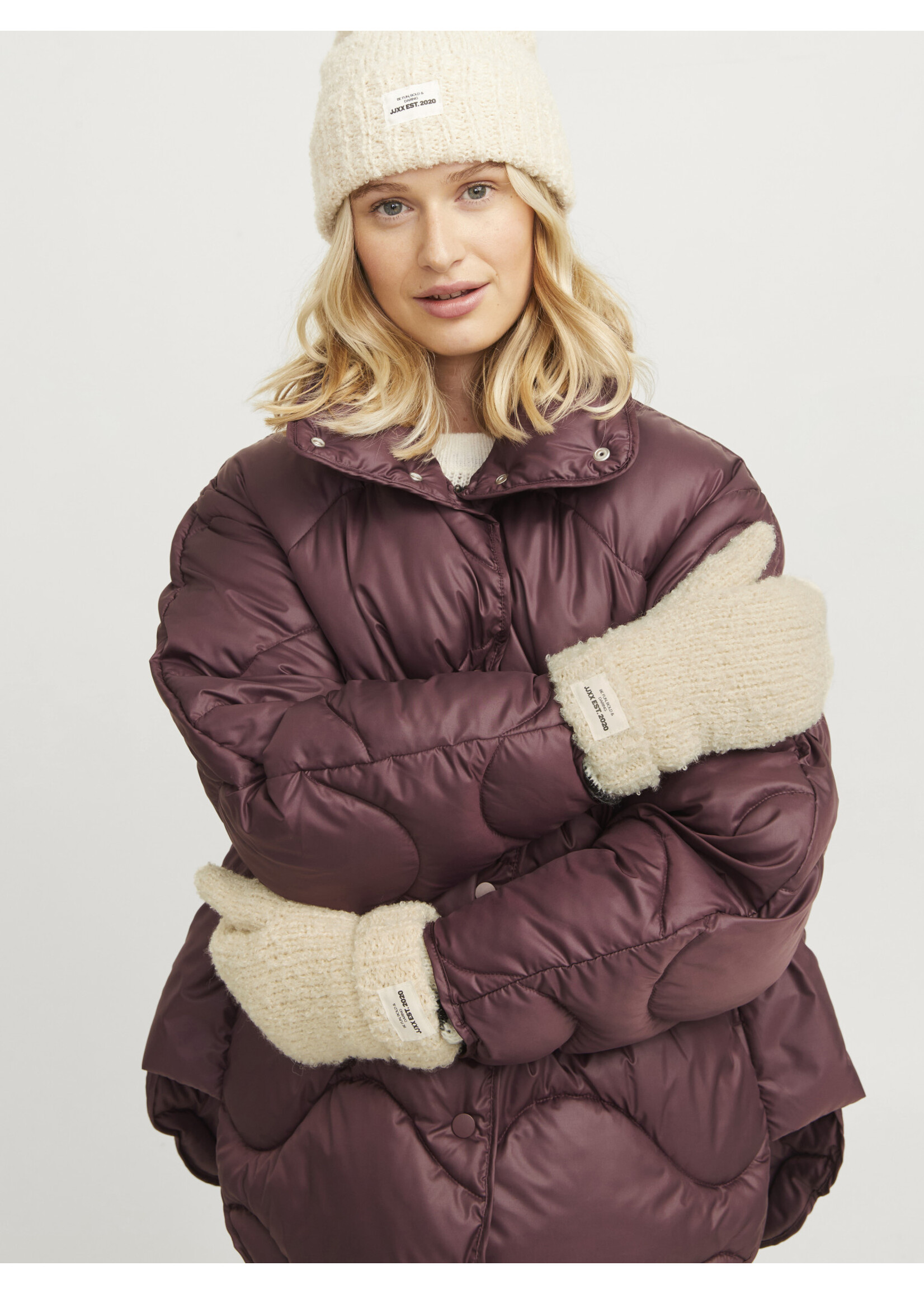 JJXX JXMARLEE BOUCLE MITTENS - VANILLA ICE