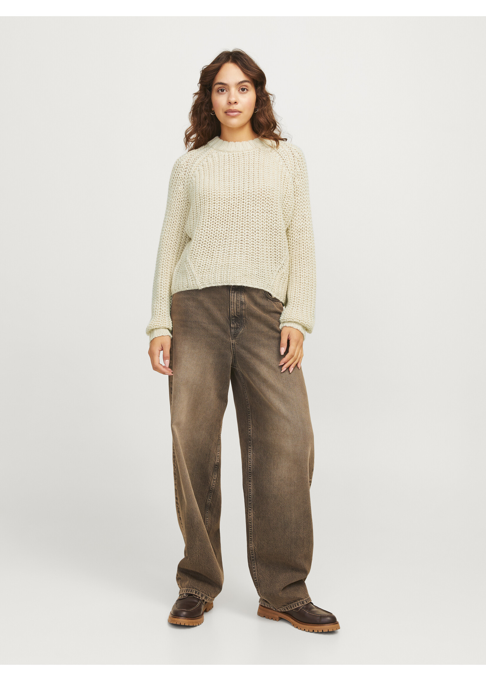 JJXX JXKELLY CHUNKY CREW NECK KNIT - BONE WHITE