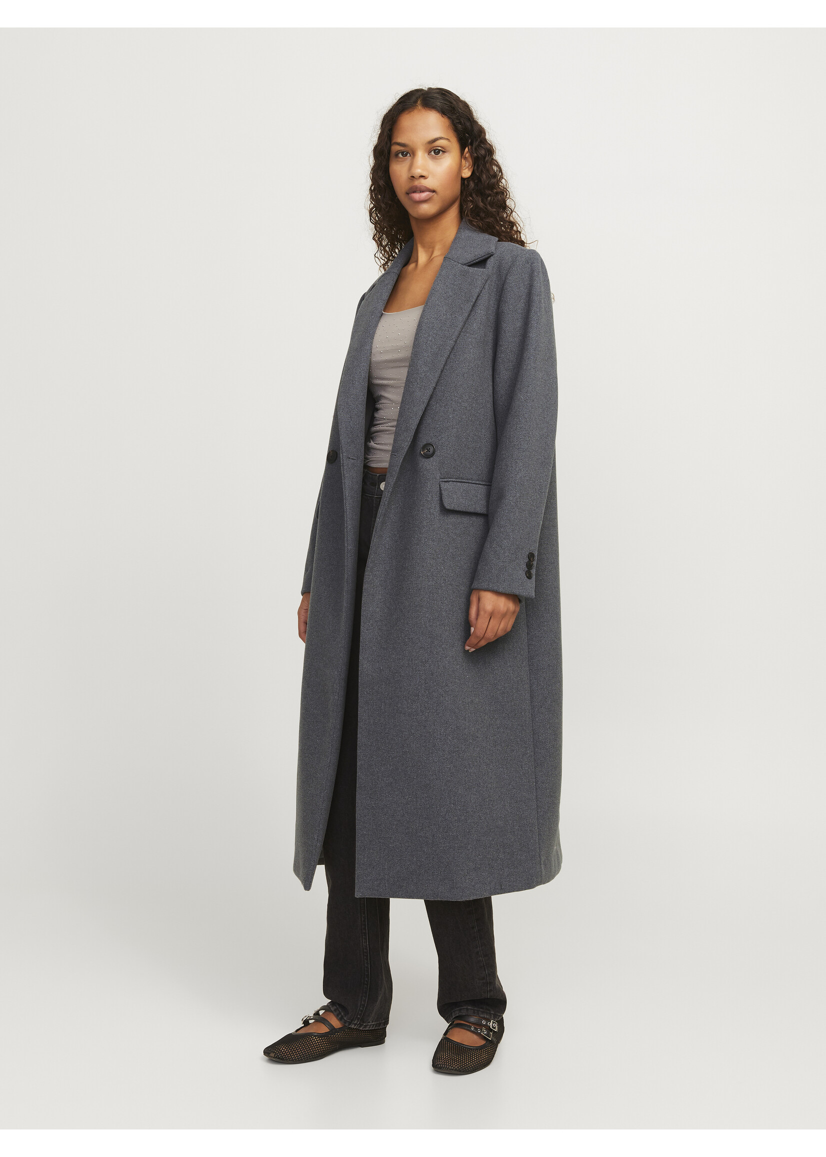 JJXX JXELISA LONG WOOL BLEND COAT - MEDIUM GREY MELAGE