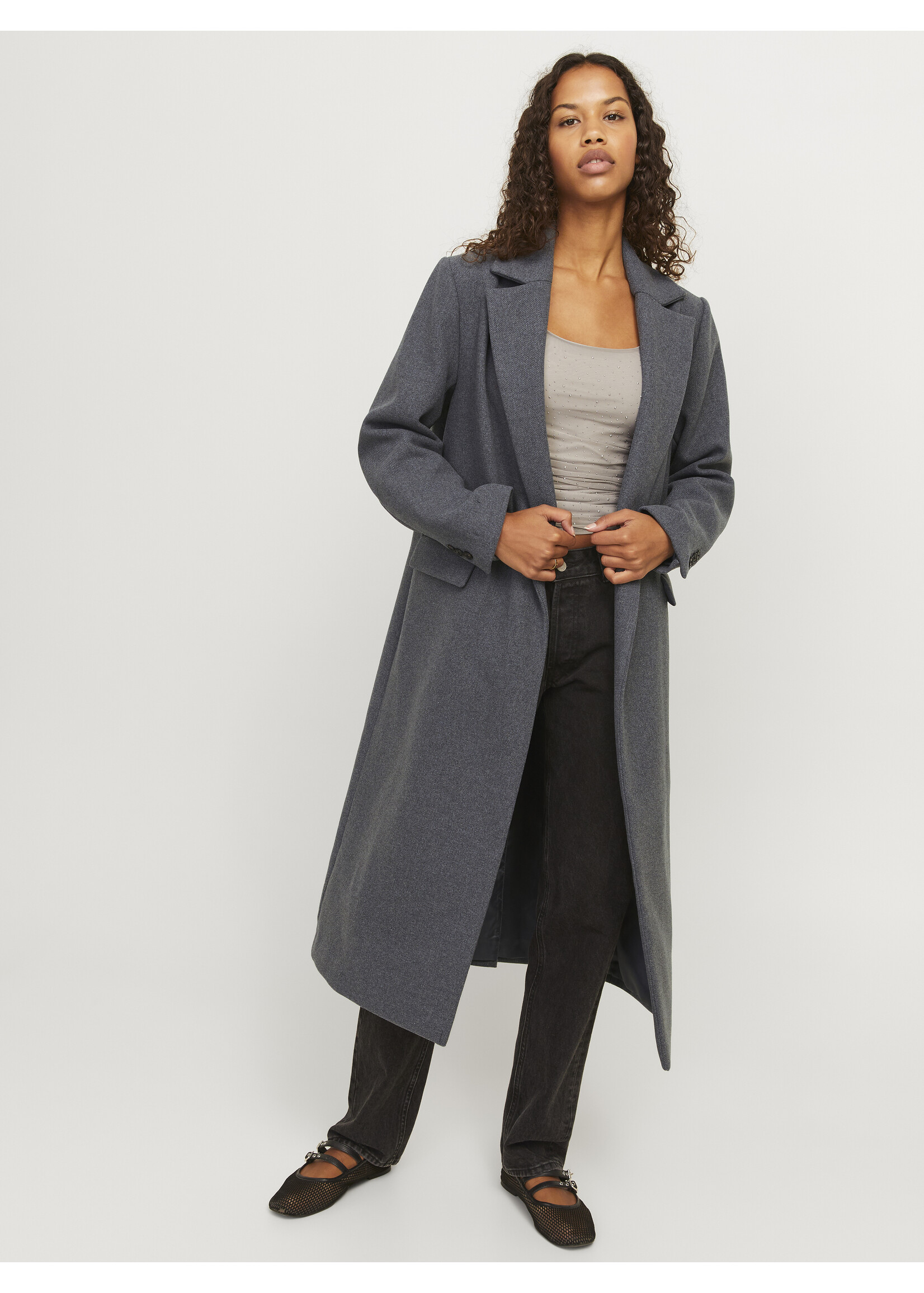 JJXX JXELISA LONG WOOL BLEND COAT - MEDIUM GREY MELAGE