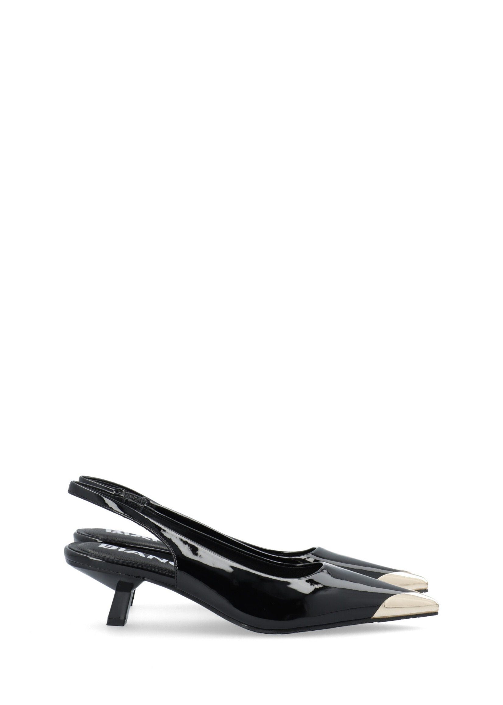 BIAKRISTIN kitten Heel Slingback Metal Toecap Patent