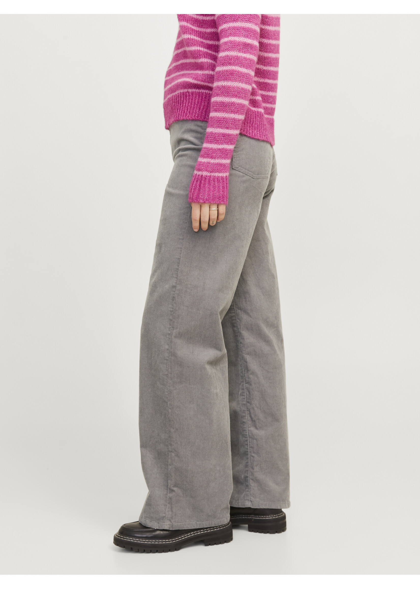 JXGELLY WIDE HW  CORD PANT - GRAY FLANNEL