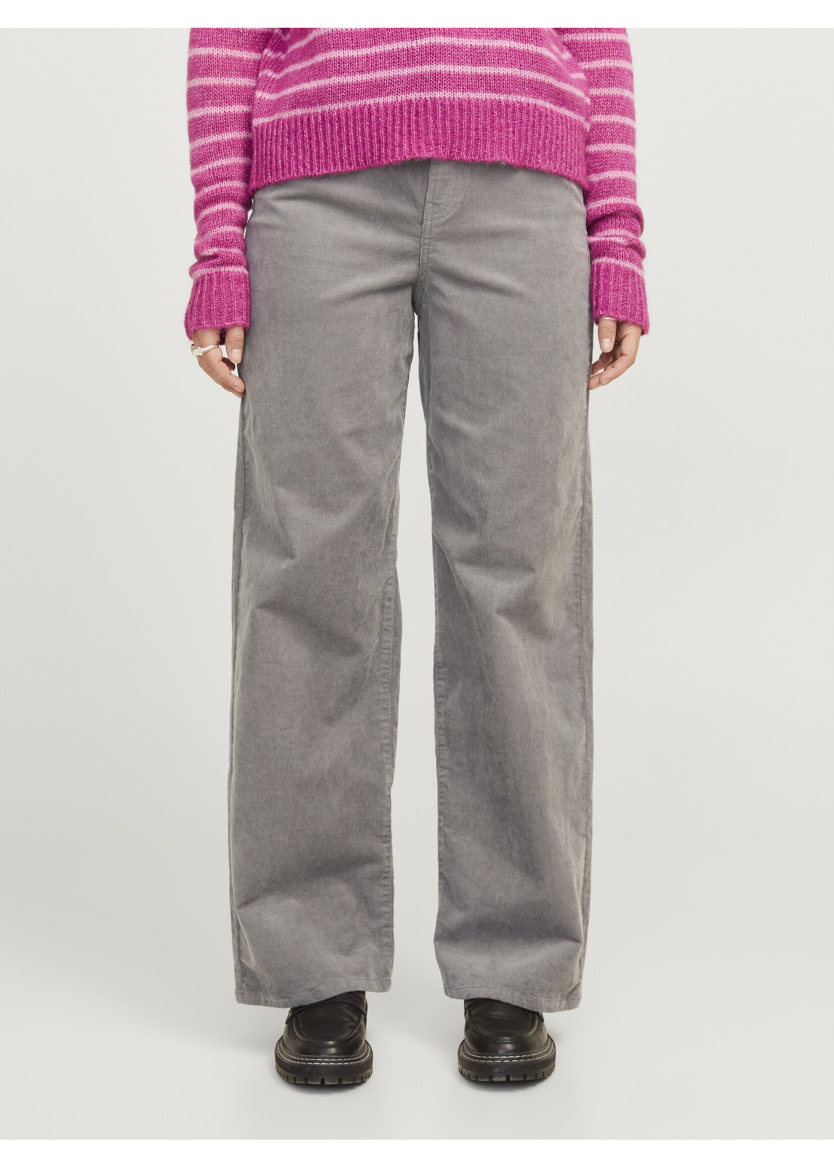 JXGELLY WIDE HW  CORD PANT - GRAY FLANNEL