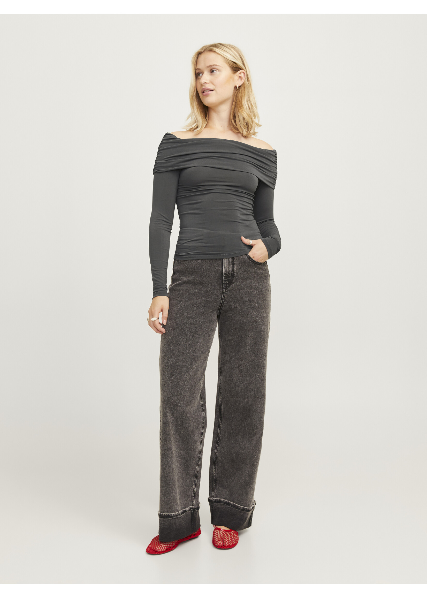 JXMILLE OFF SHOULDER TOP - THUNDERSTORM