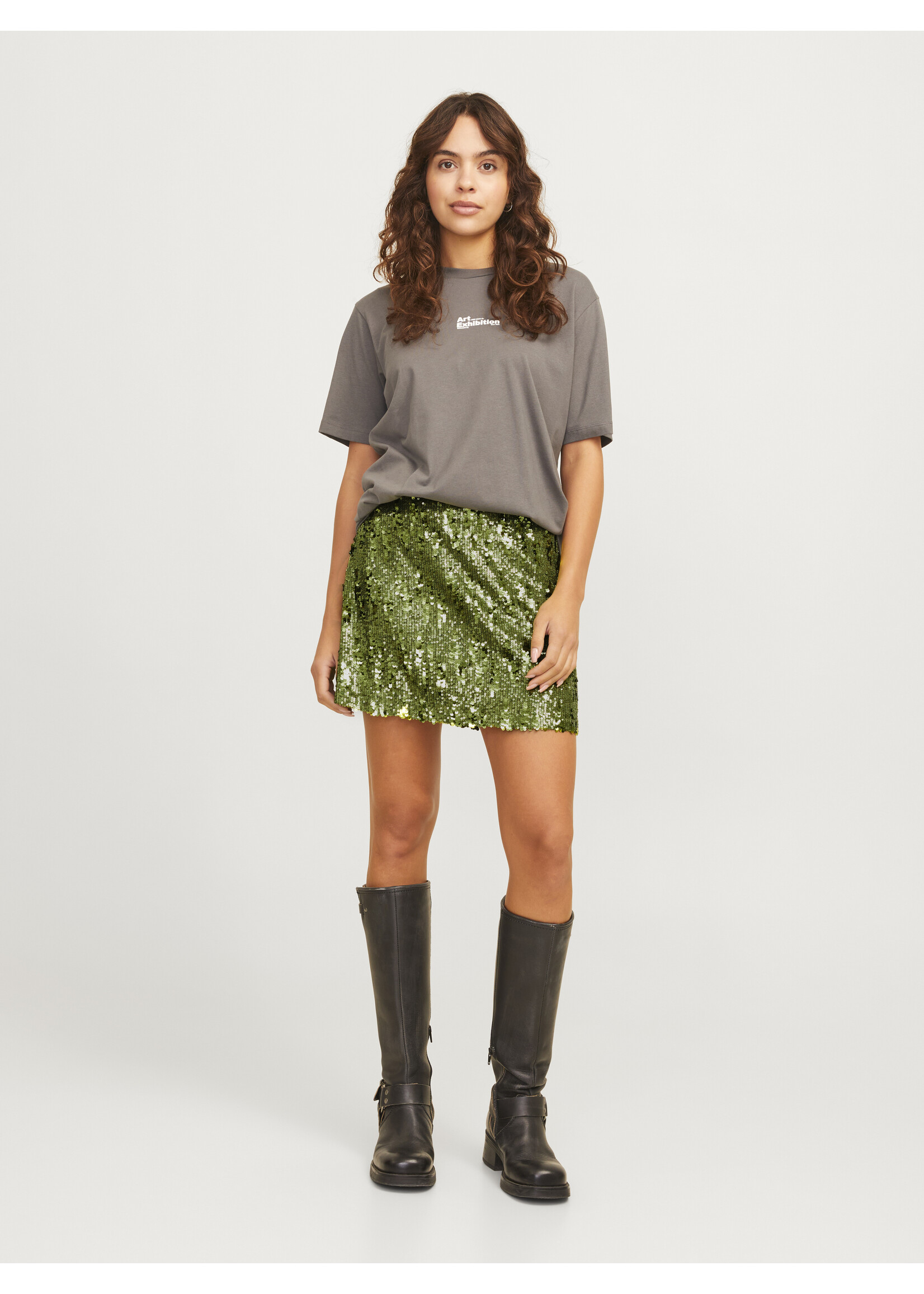 JXTARA SEQUIN MINI SKIRT - PERROT GREEN