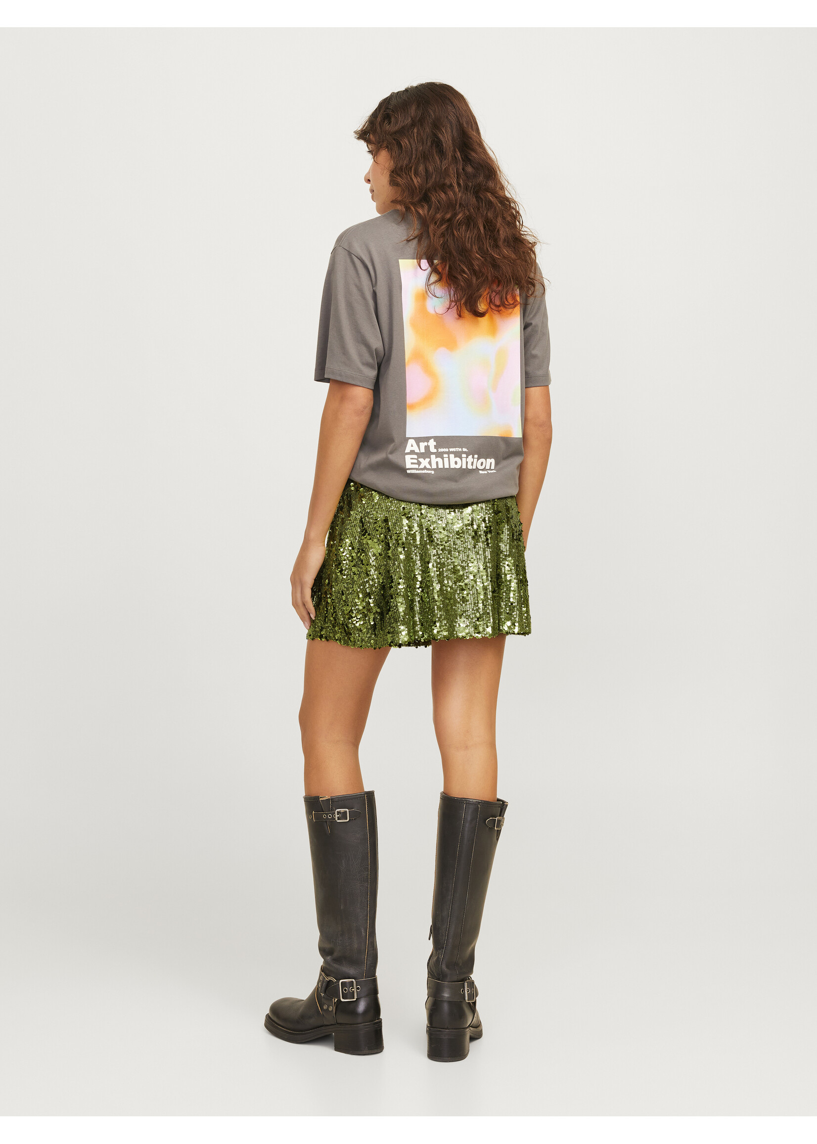 JXTARA SEQUIN MINI SKIRT - PERROT GREEN