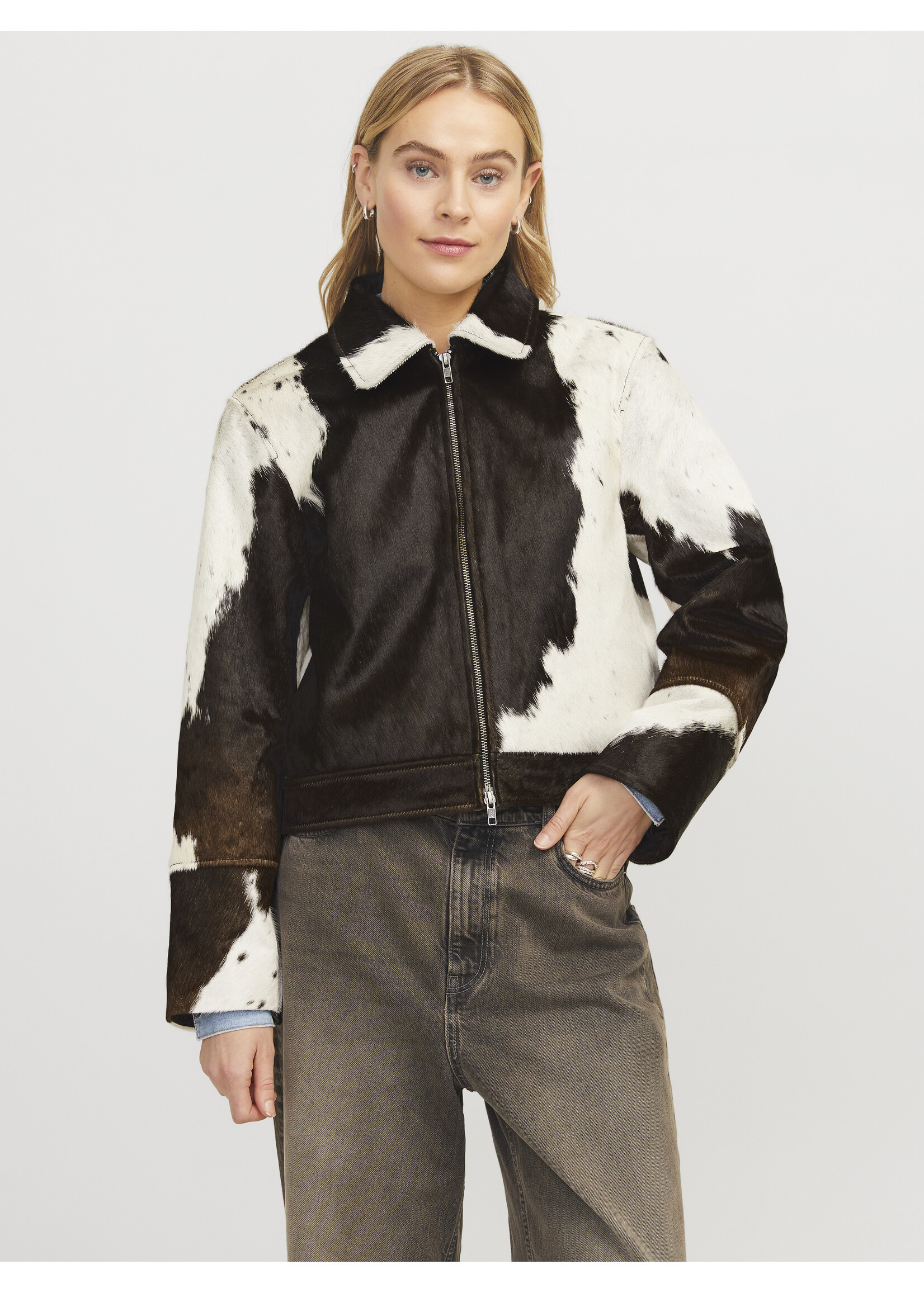 JXENYA Leather cow jacket