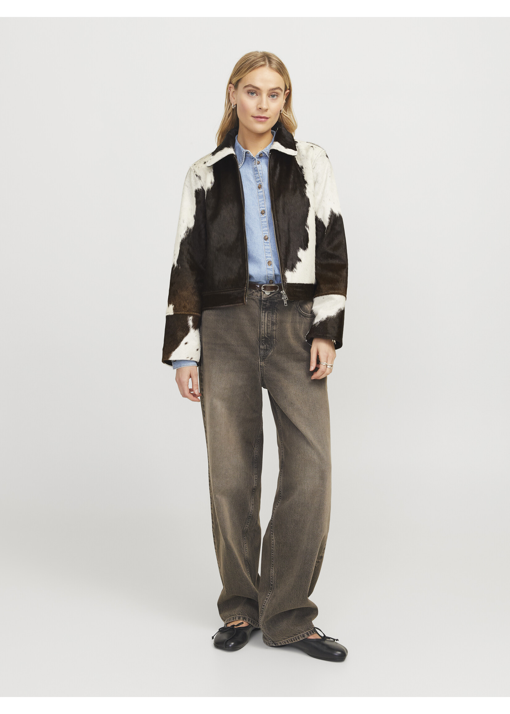 JXENYA Leather cow jacket