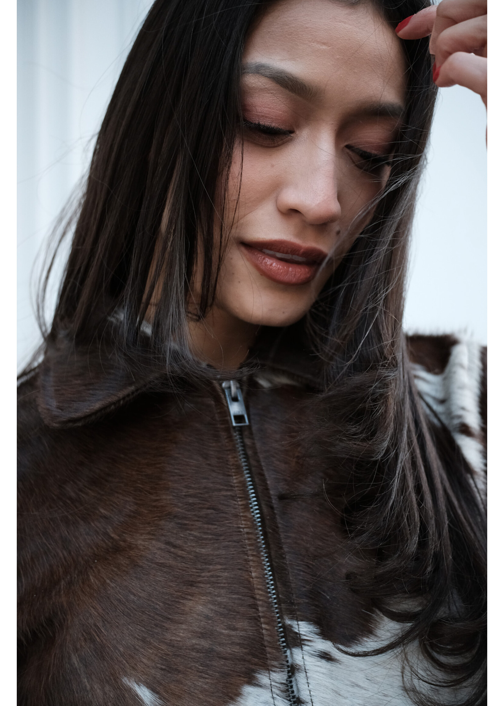JXENYA Leather cow jacket