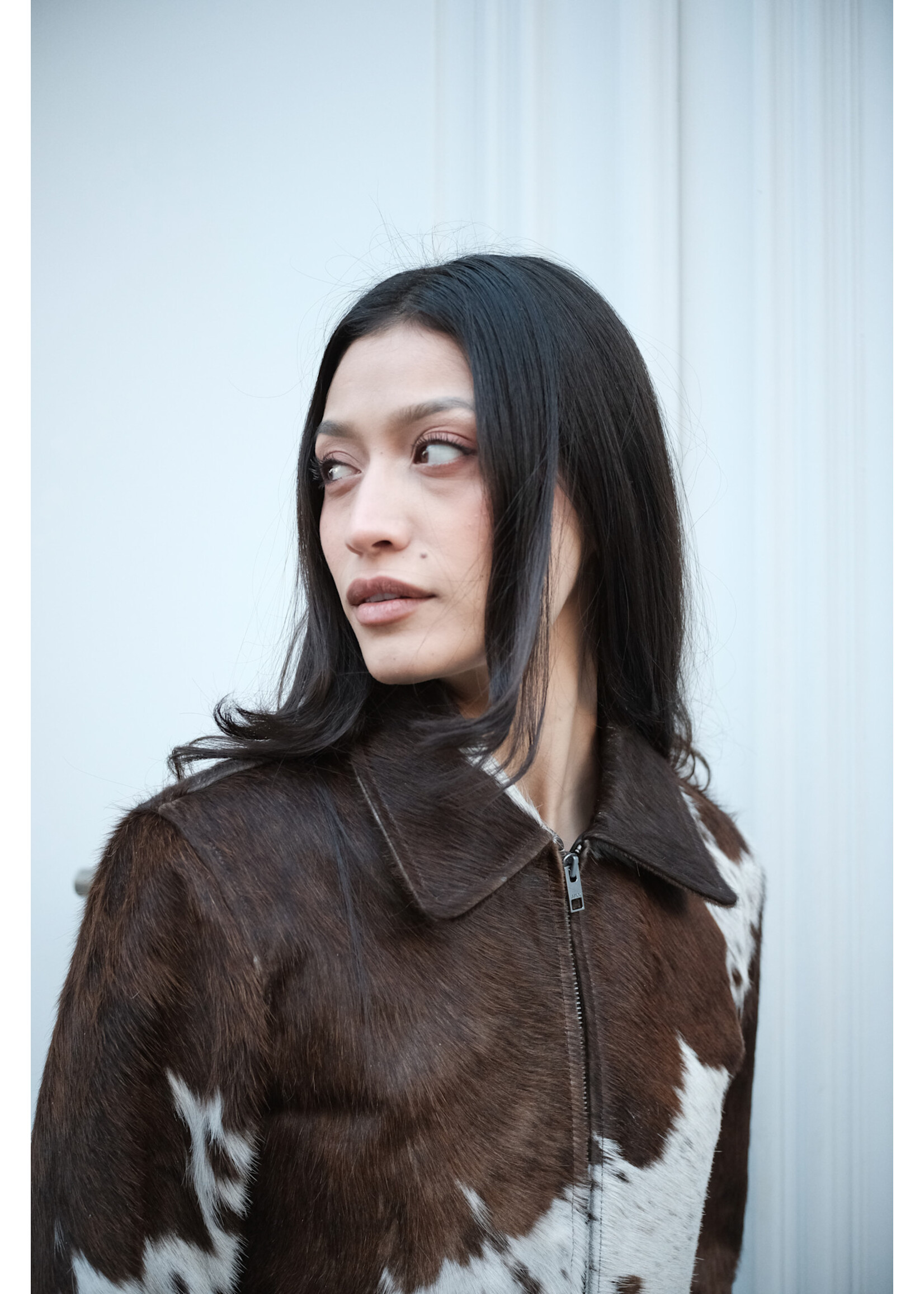 JXENYA Leather cow jacket