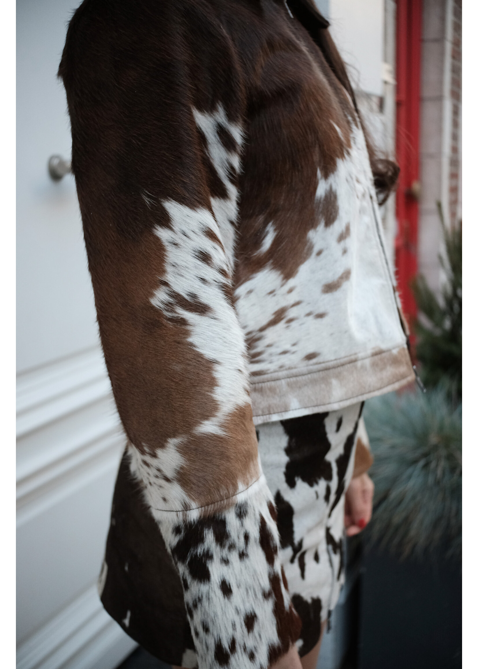 JXENYA Leather cow jacket