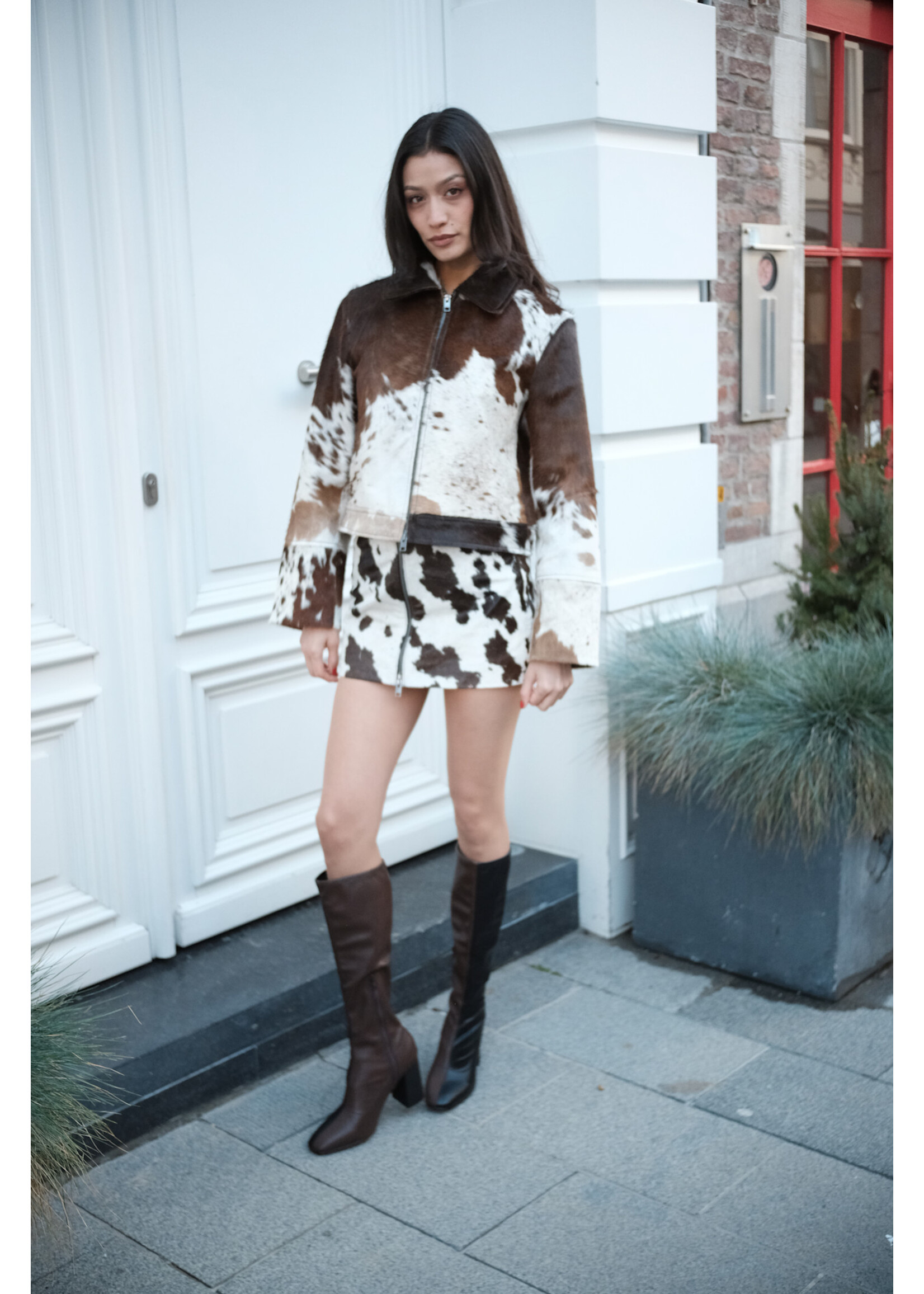 JXHANNAH cow leather skirt