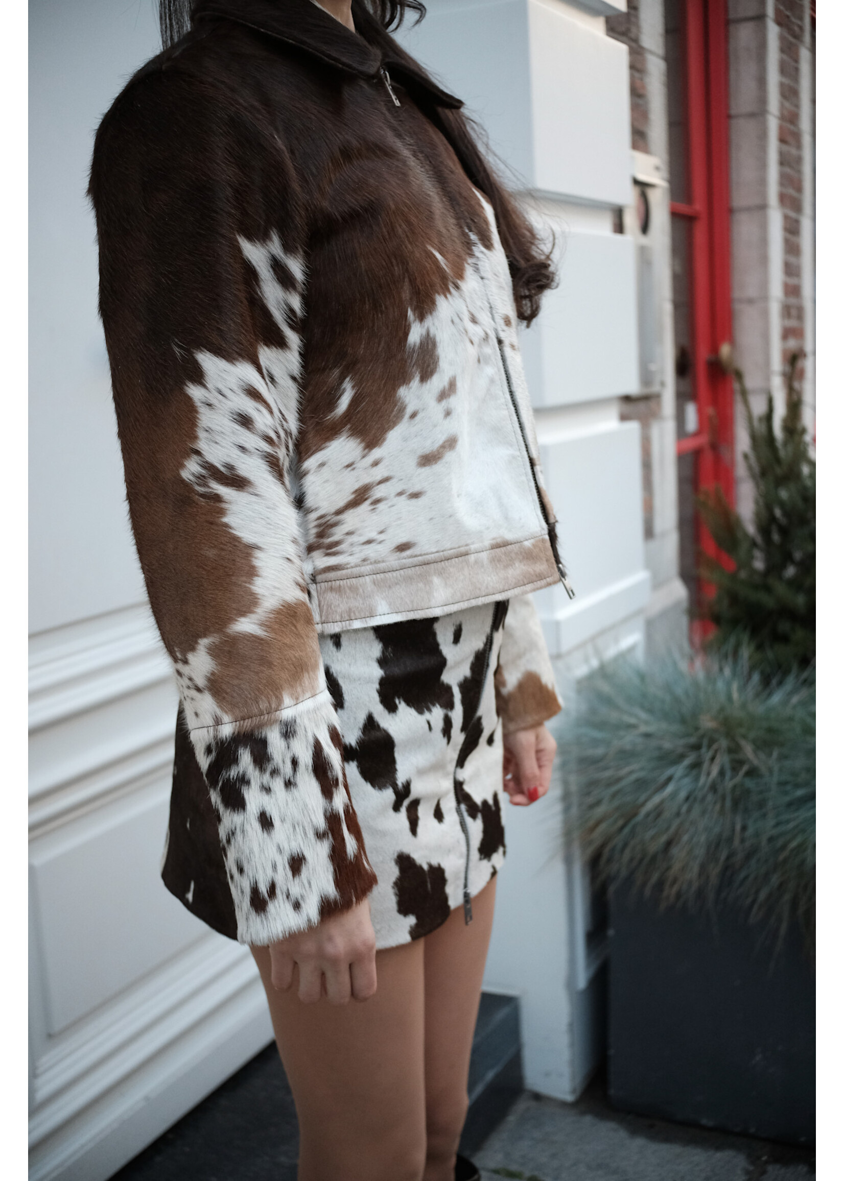JXHANNAH cow leather skirt