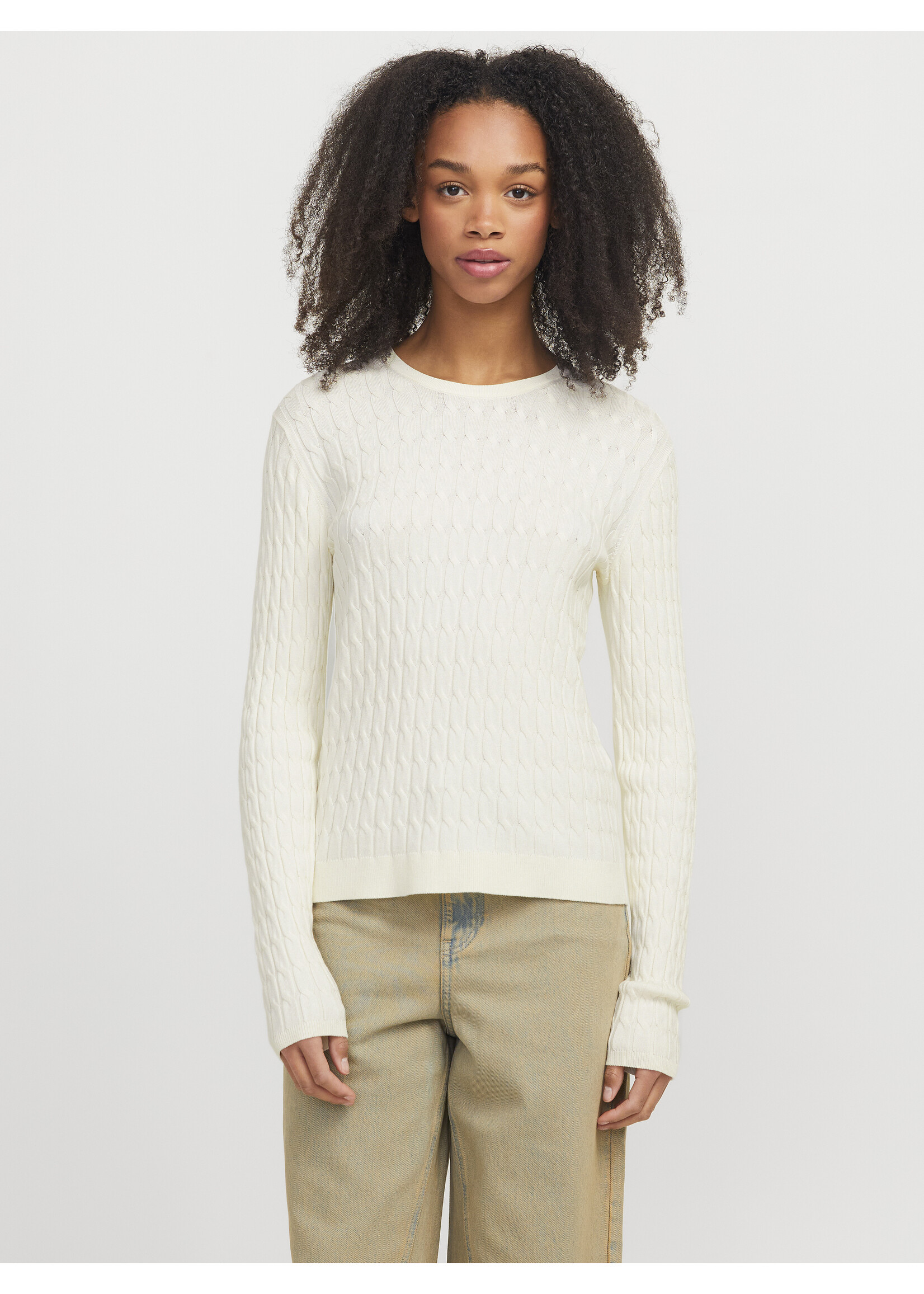 JJXX JXCARA CABLE CREW NECK KNIT - VANILLA ICE