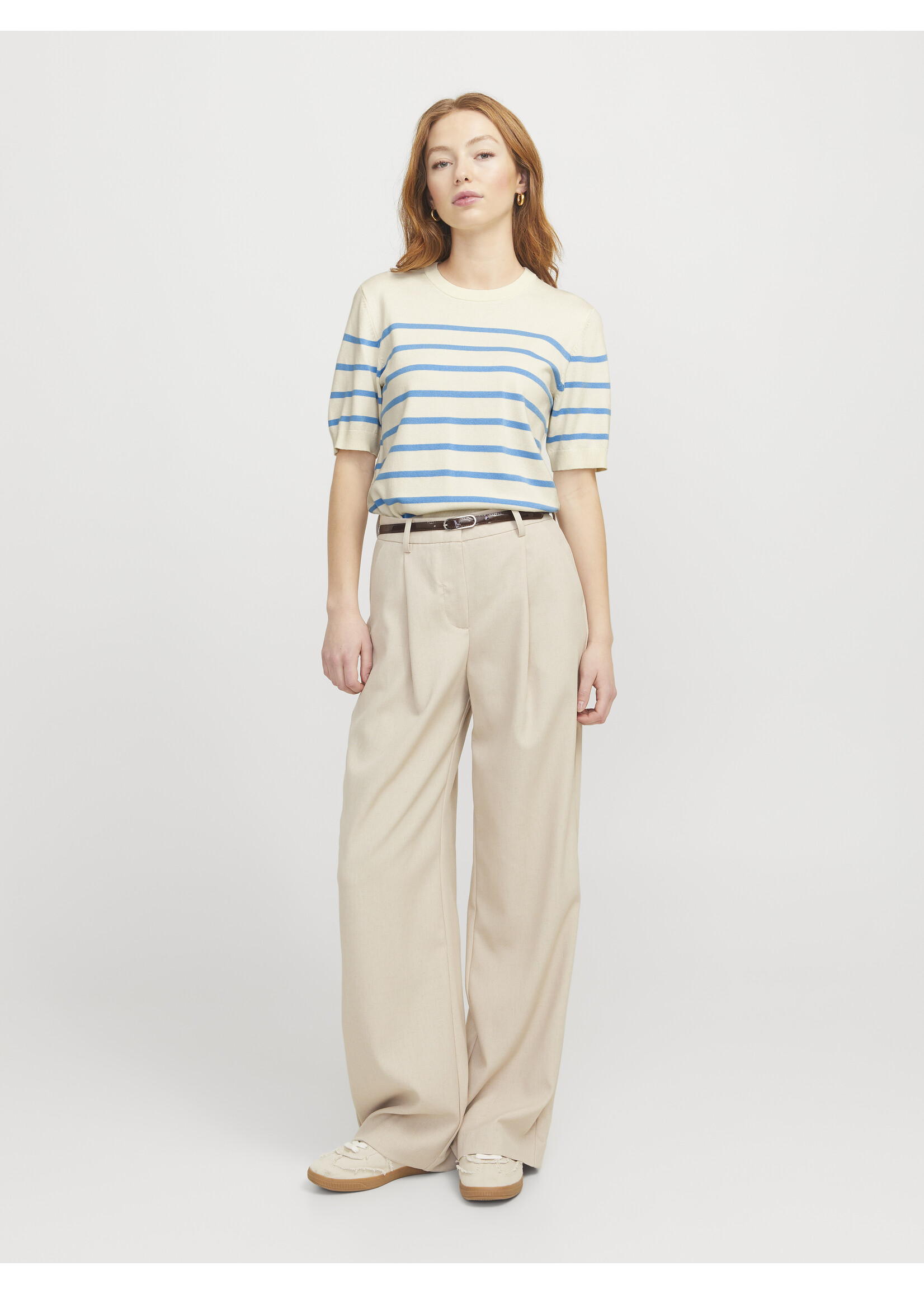 JJXX JXLAYLA COMFY SS KNIT VANILLA ICE/ LITTLE BOY BL
