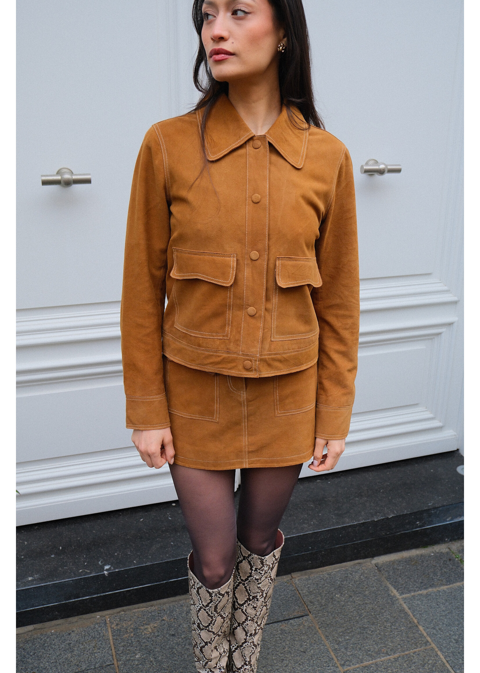 JXAVA SUEDE JACKET - RUBBER BROWN