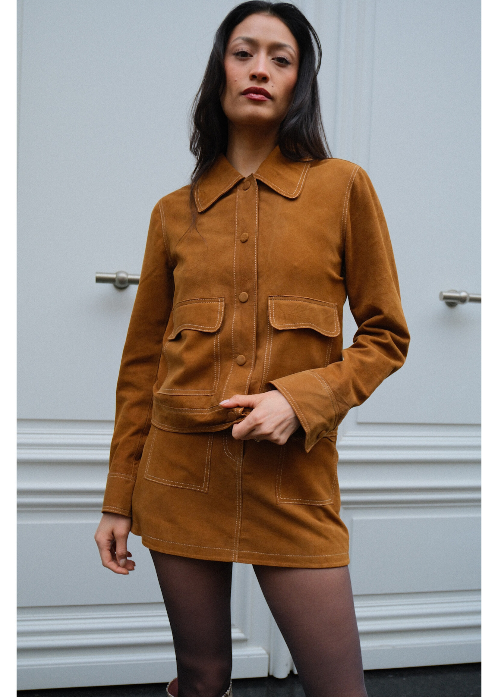 JXAVA SUEDE JACKET - RUBBER BROWN